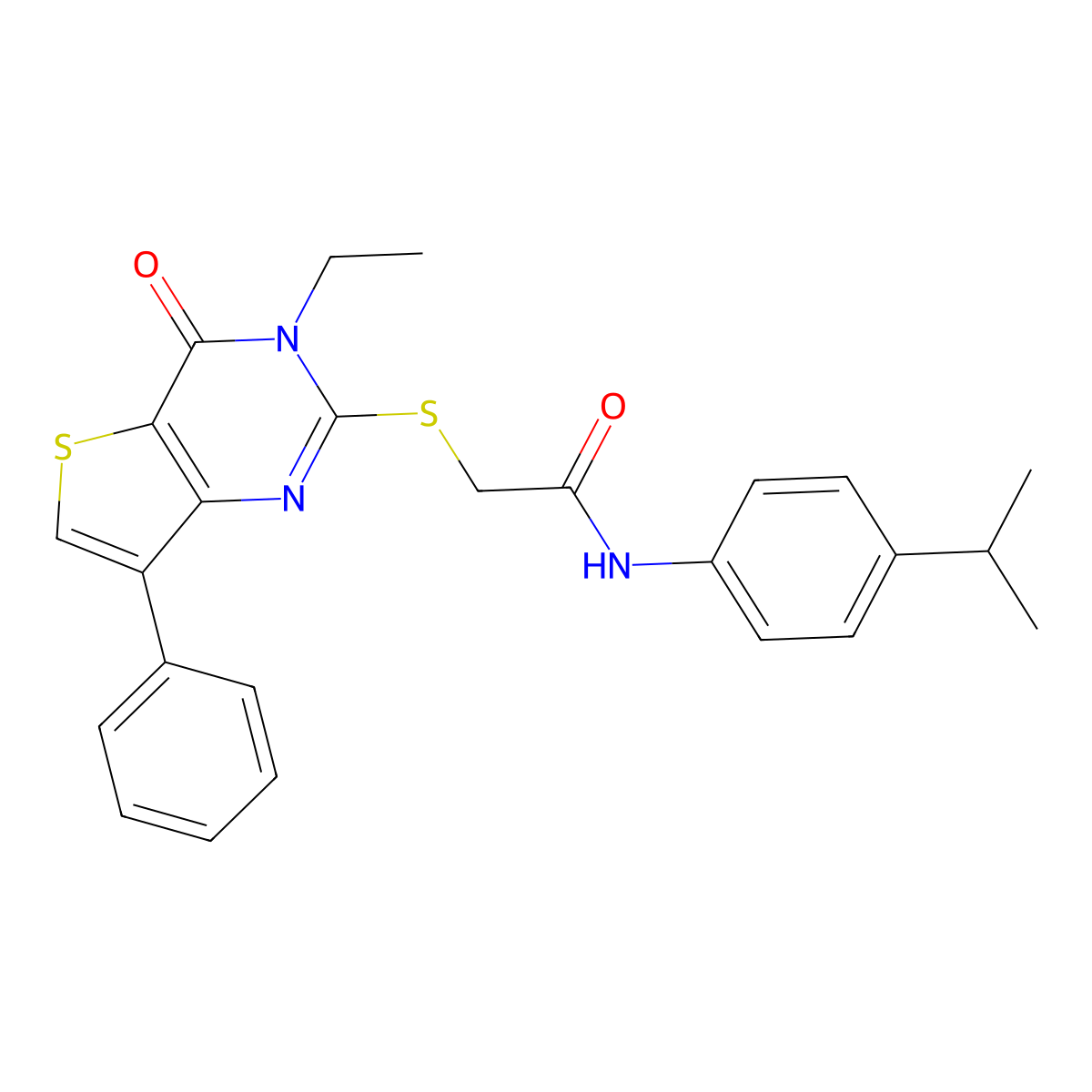 2-[(3-ethyl-4-oxo-7-phenyl-3,4-dihydrothieno[3,2-d]pyrimidin-2-yl)thio]-N-(4-isopropylphenyl)acetamide molecular structure, CAS 1207041-97-1