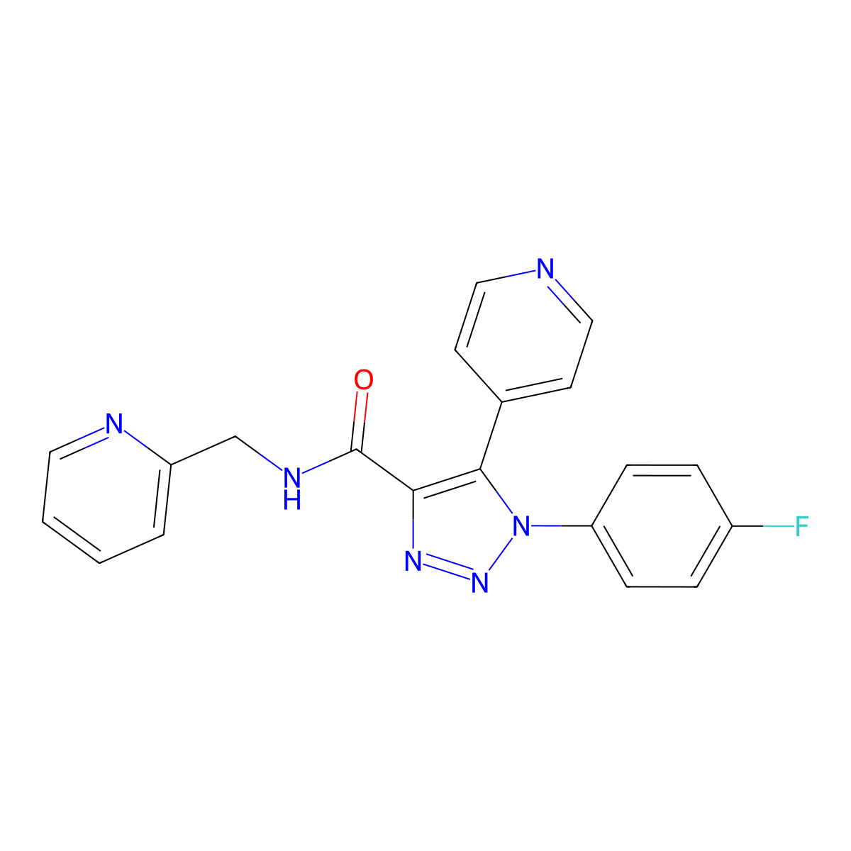 1-(4-fluorophenyl)-N-[(pyridin-2-yl)methyl]-5-(pyridin-4-yl)-1H-1,2,3-triazole-4-carboxamide molecular structure, CAS 1207042-00-9