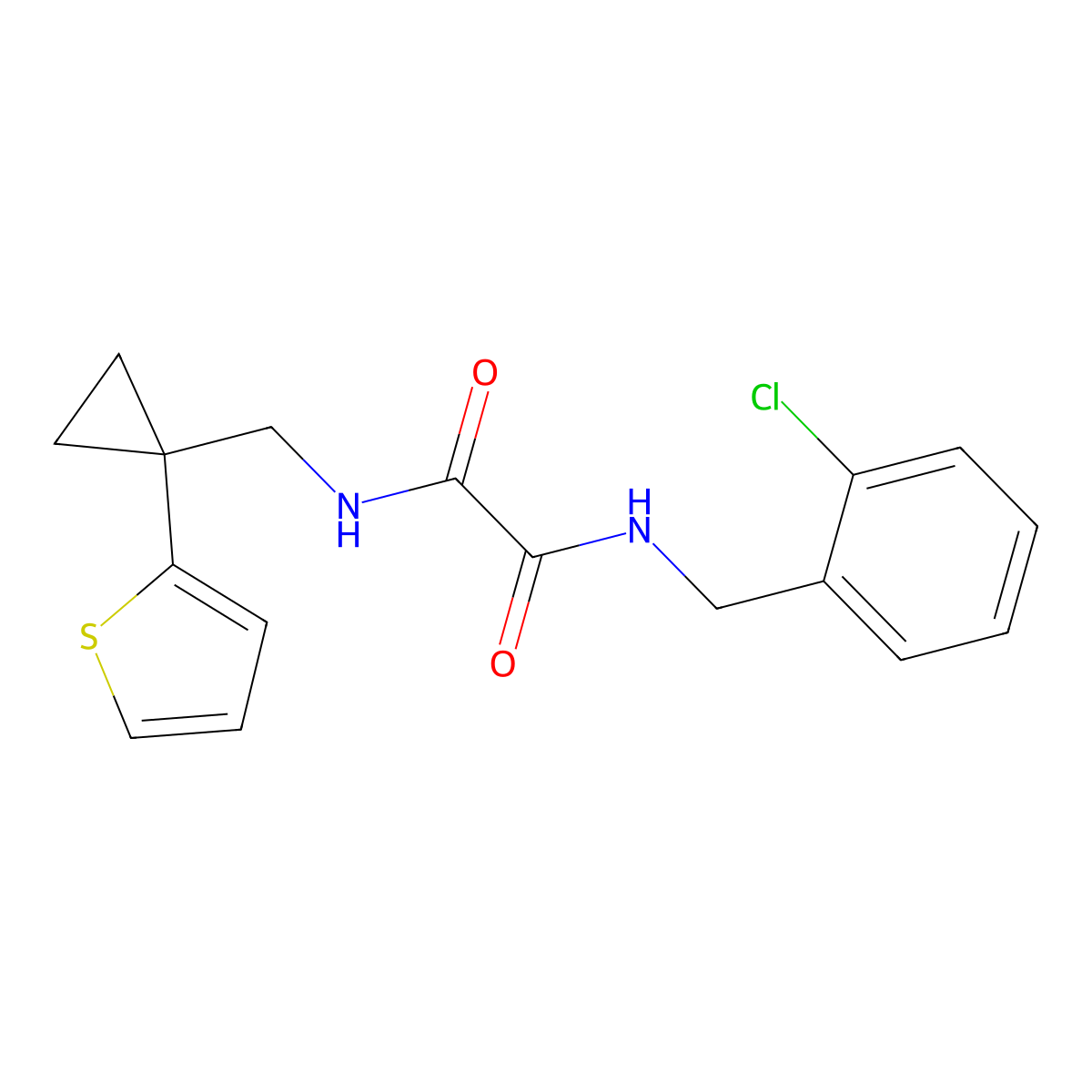 N1-(2-chlorobenzyl)-N2-((1-(thiophen-2-yl)cyclopropyl)methyl)oxalamide molecular structure, CAS 1207042-02-1