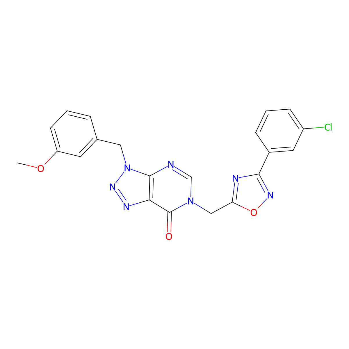 6-((3-(3-chlorophenyl)-1,2,4-oxadiazol-5-yl)methyl)-3-(3-methoxybenzyl)-3H-[1,2,3]triazolo[4,5-d]pyrimidin-7(6H)-one molecular structure, CAS 1207042-07-6