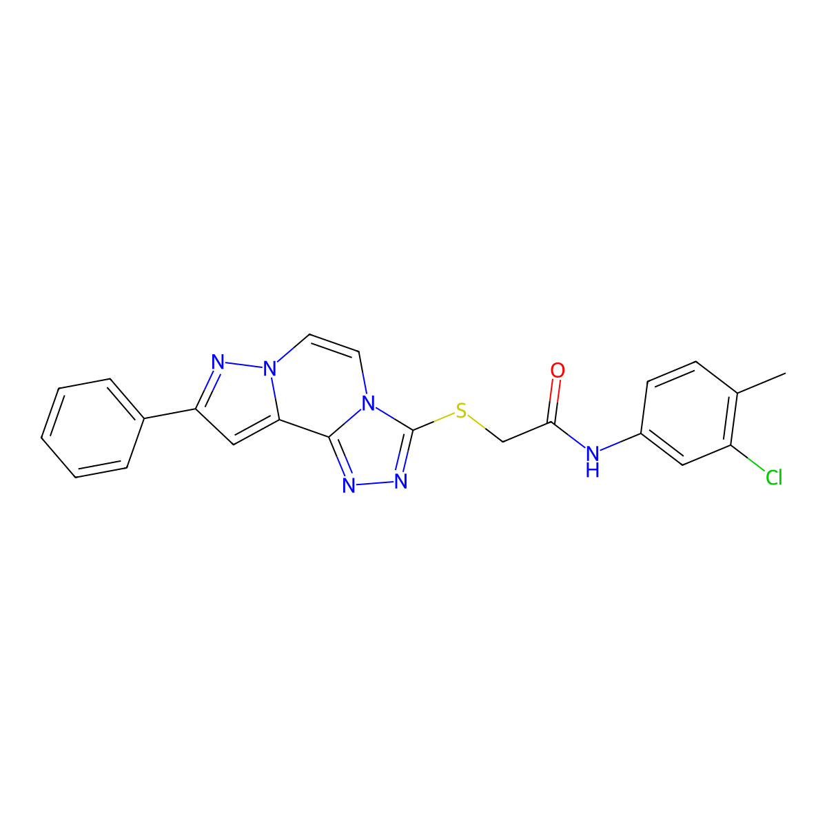 N-(3-chloro-4-methylphenyl)-2-((9-phenylpyrazolo[1,5-a][1,2,4]triazolo[3,4-c]pyrazin-3-yl)thio)acetamide molecular structure, CAS 1207042-11-2