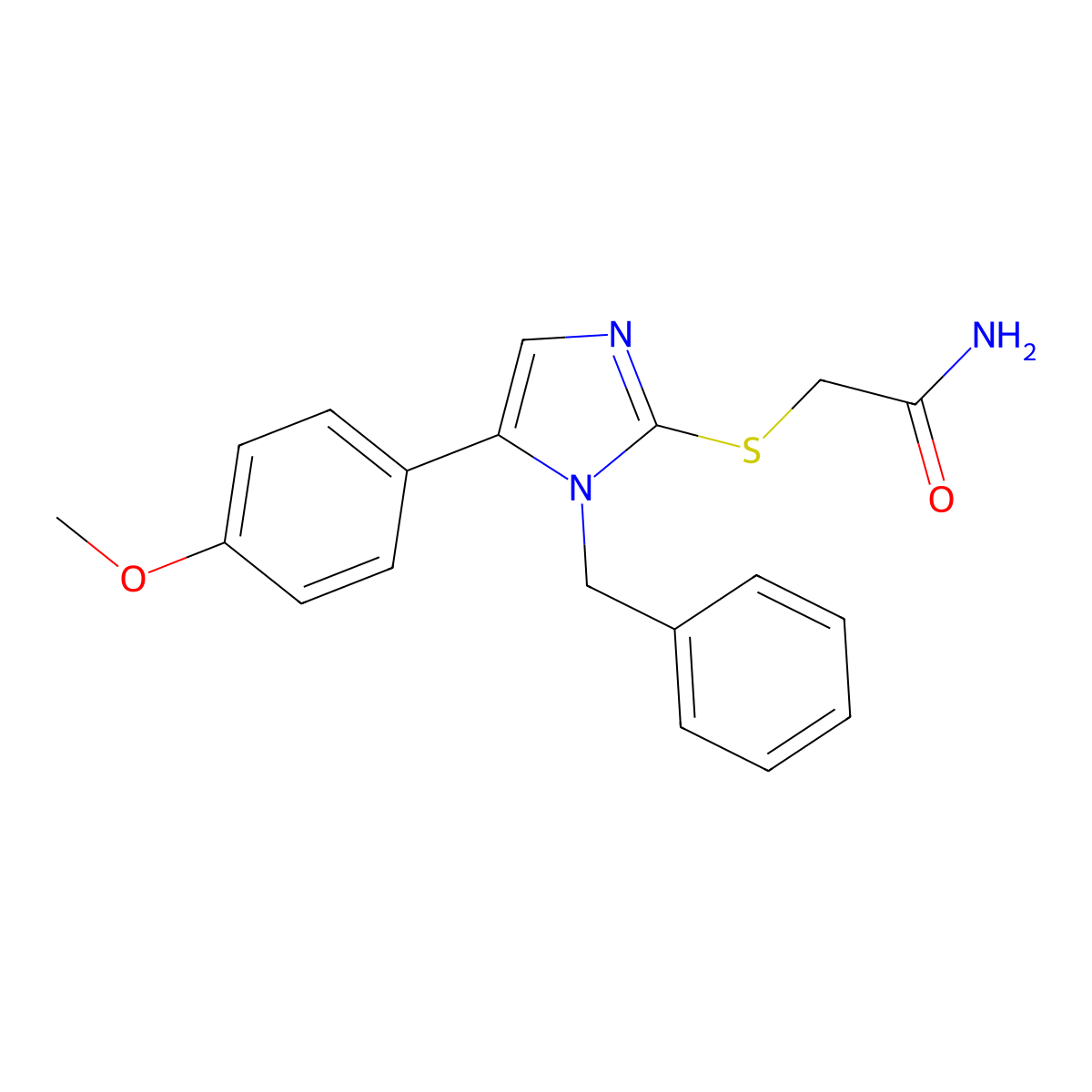 2-((1-benzyl-5-(4-methoxyphenyl)-1H-imidazol-2-yl)thio)acetamide molecular structure, CAS 1207042-13-4