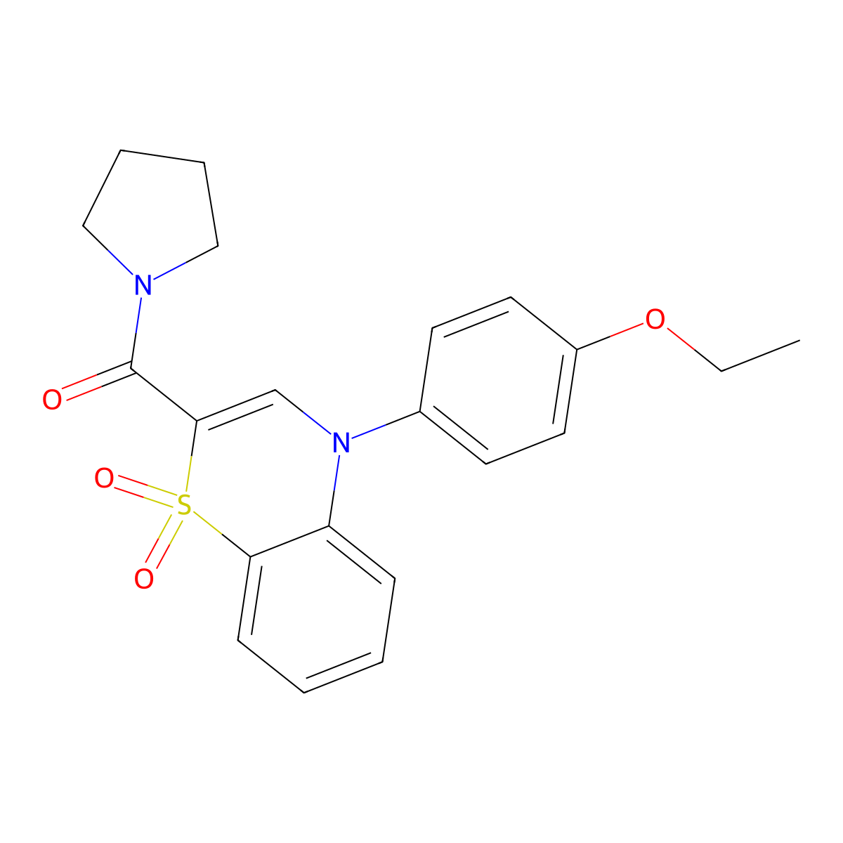 4-(4-ethoxyphenyl)-2-(pyrrolidin-1-ylcarbonyl)-4H-1,4-benzothiazine 1,1-dioxide molecular structure, CAS 1207042-27-0