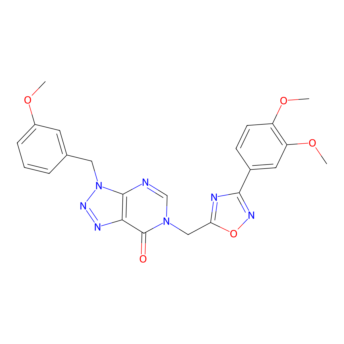 6-{[3-(3,4-dimethoxyphenyl)-1,2,4-oxadiazol-5-yl]methyl}-3-[(3-methoxyphenyl)methyl]-3H,6H,7H-[1,2,3]triazolo[4,5-d]pyrimidin-7-one molecular structure, CAS 1207042-28-1