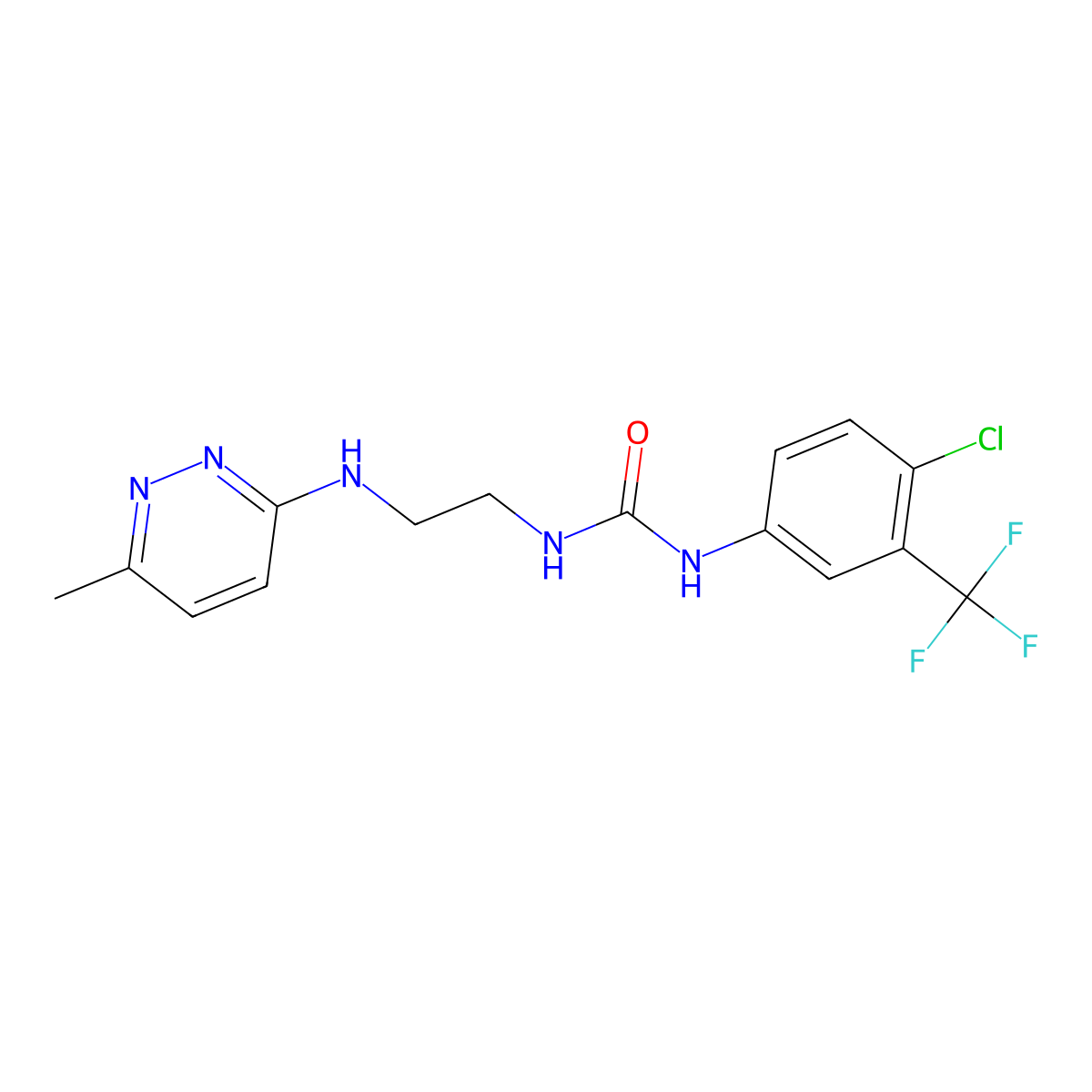 1-(4-Chloro-3-(trifluoromethyl)phenyl)-3-(2-((6-methylpyridazin-3-yl)amino)ethyl)urea molecular structure, CAS 1207042-32-7
