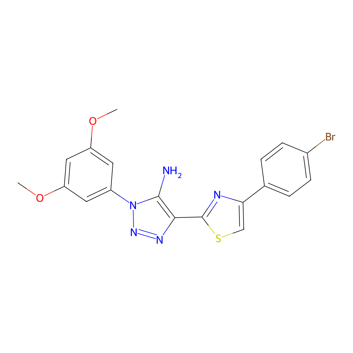 4-[4-(4-bromophenyl)-1,3-thiazol-2-yl]-1-(3,5-dimethoxyphenyl)-1H-1,2,3-triazol-5-amine molecular structure, CAS 1207042-34-9