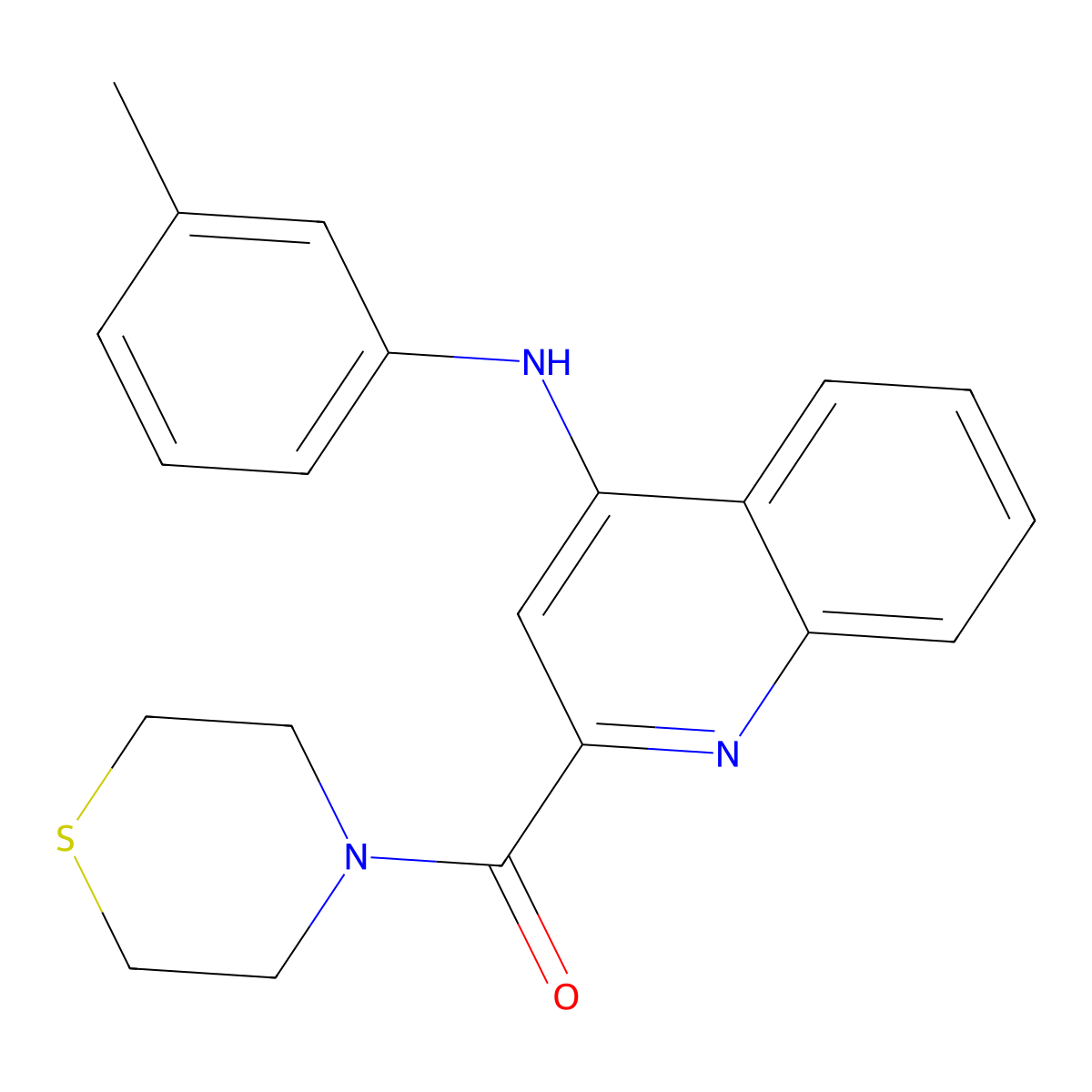 Thiomorpholino(4-(m-tolylamino)quinolin-2-yl)methanone molecular structure, CAS 1207042-40-7