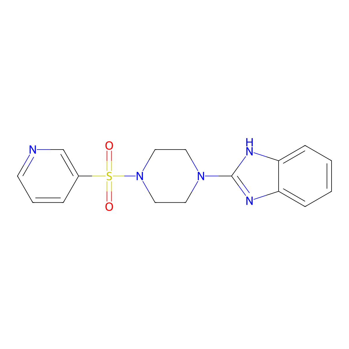 2-(4-(pyridin-3-ylsulfonyl)piperazin-1-yl)-1H-benzo[d]imidazole molecular structure, CAS 1207042-49-6
