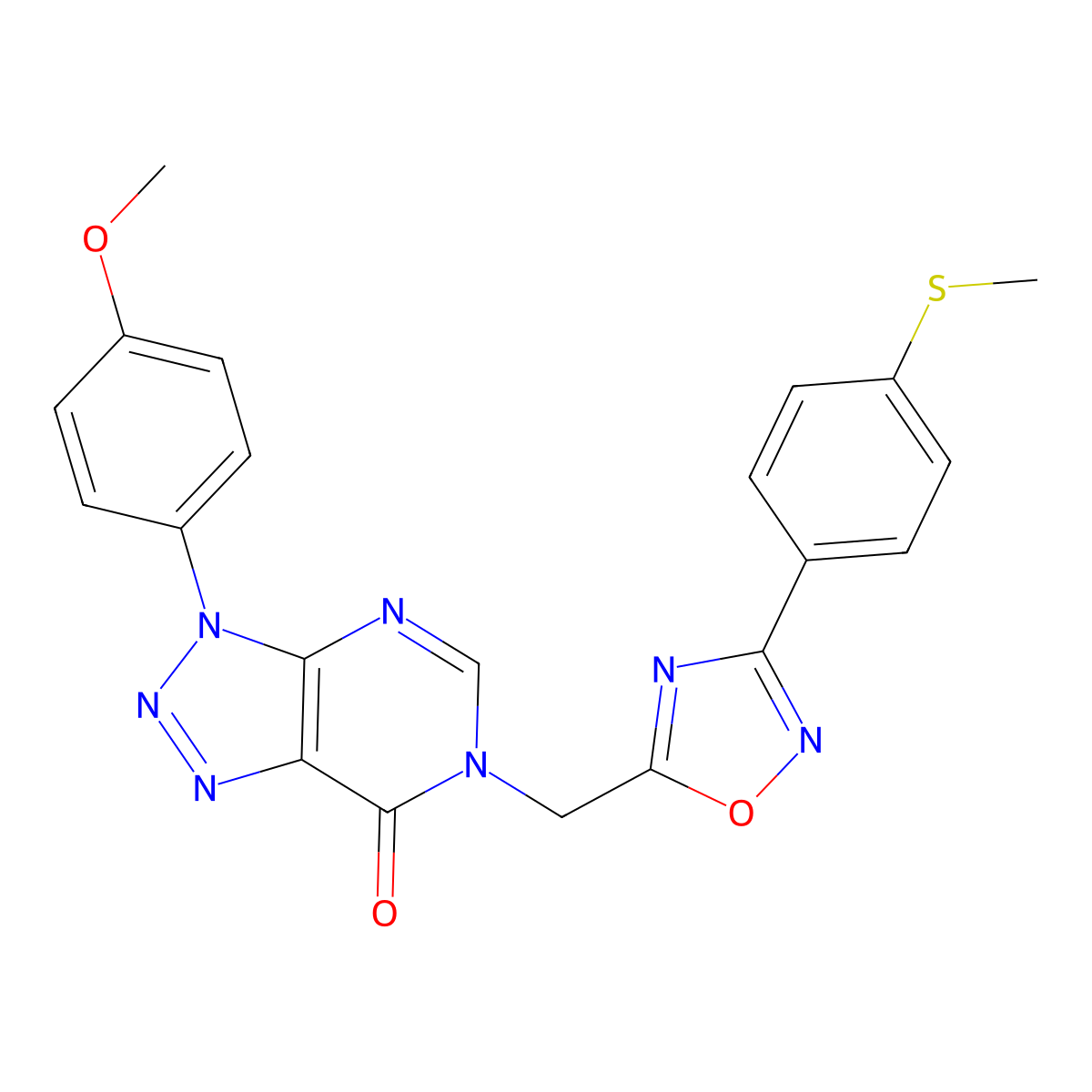 3-(4-methoxyphenyl)-6-((3-(4-(methylthio)phenyl)-1,2,4-oxadiazol-5-yl)methyl)-3H-[1,2,3]triazolo[4,5-d]pyrimidin-7(6H)-one molecular structure, CAS 1207042-52-1