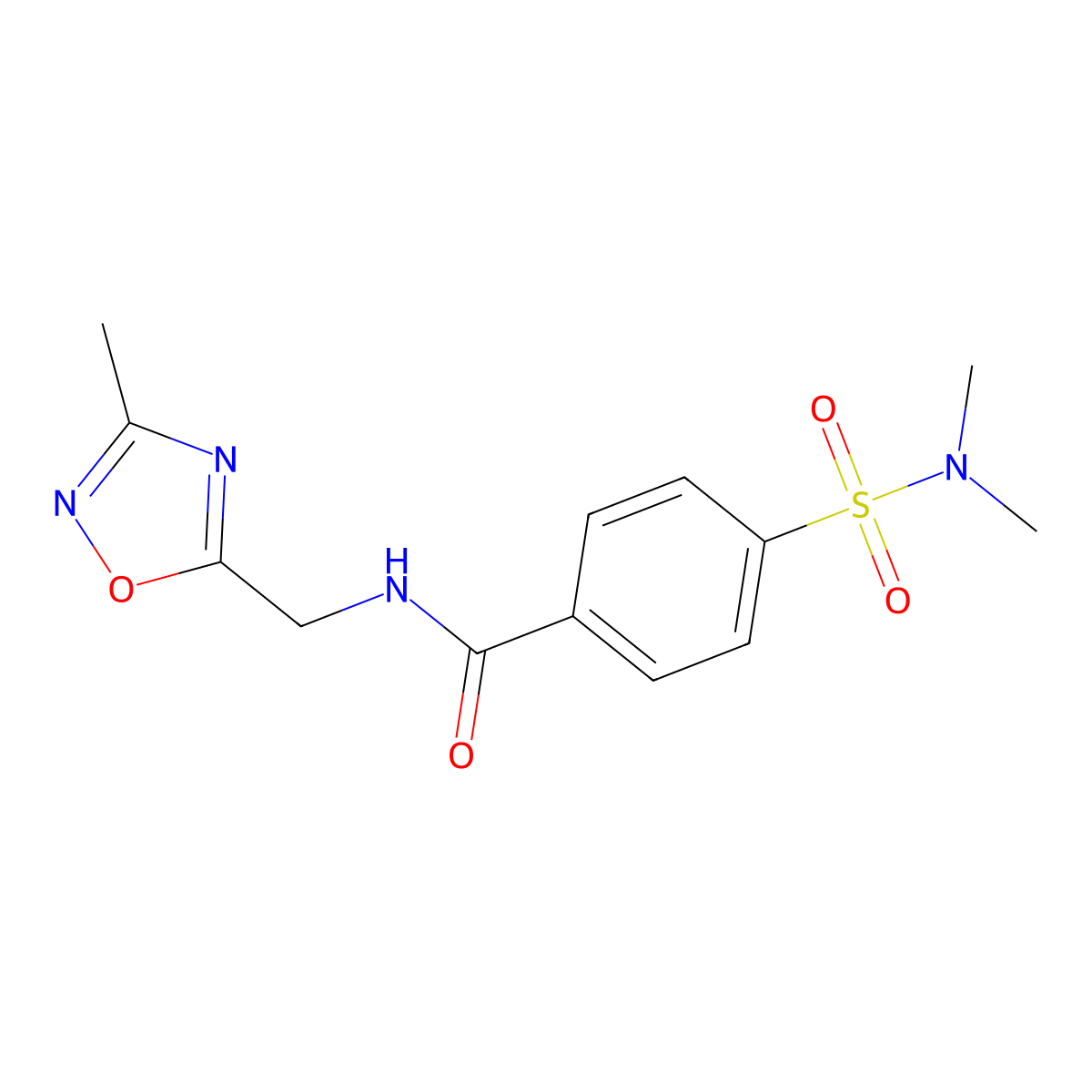 4-(dimethylsulfamoyl)-N-[(3-methyl-1,2,4-oxadiazol-5-yl)methyl]benzamide molecular structure, CAS 1207042-53-2