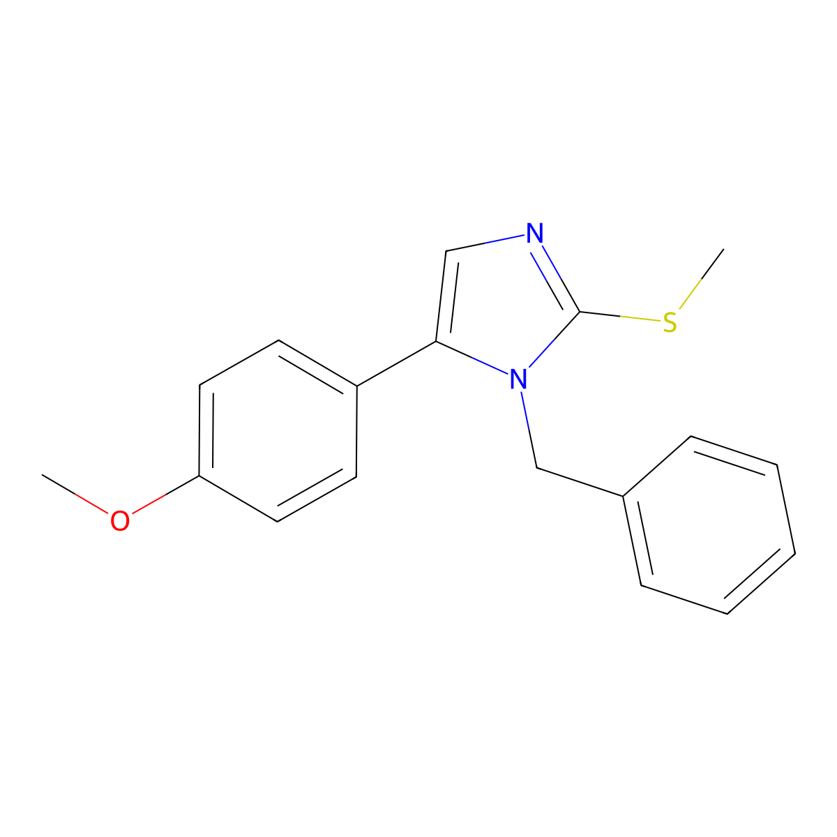 1-benzyl-5-(4-methoxyphenyl)-2-(methylthio)-1H-imidazole molecular structure, CAS 1207042-55-4