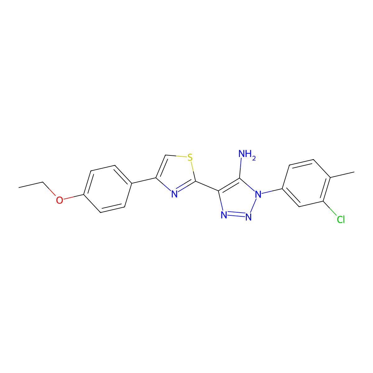 1-(3-chloro-4-methylphenyl)-4-(4-(4-ethoxyphenyl)thiazol-2-yl)-1H-1,2,3-triazol-5-amine molecular structure, CAS 1207042-61-2