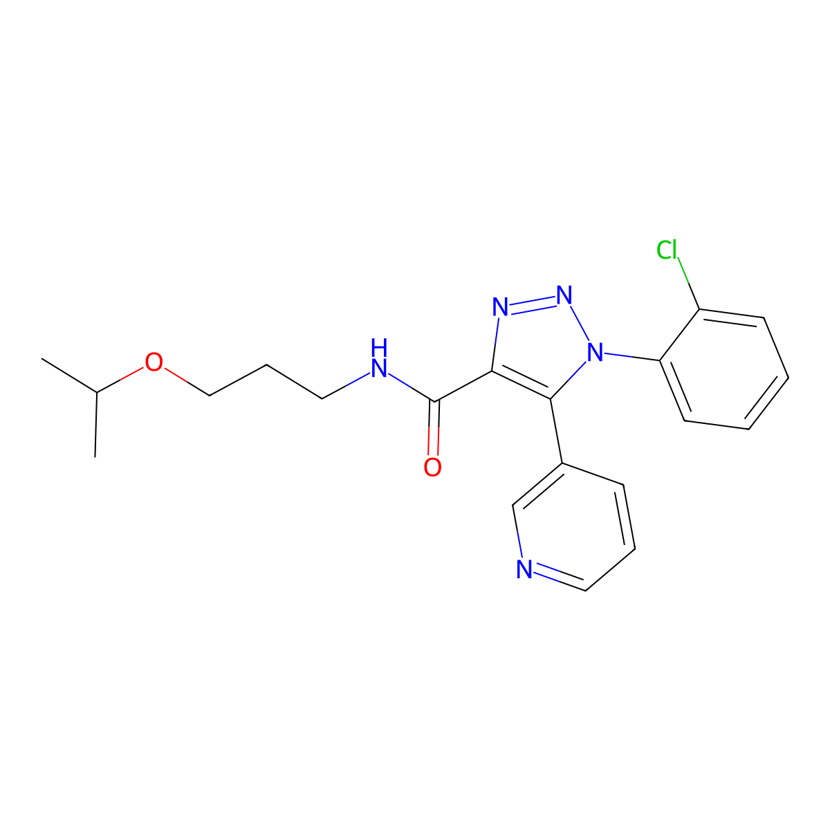 1-(2-chlorophenyl)-N-[3-(propan-2-yloxy)propyl]-5-(pyridin-3-yl)-1H-1,2,3-triazole-4-carboxamide molecular structure, CAS 1207042-64-5