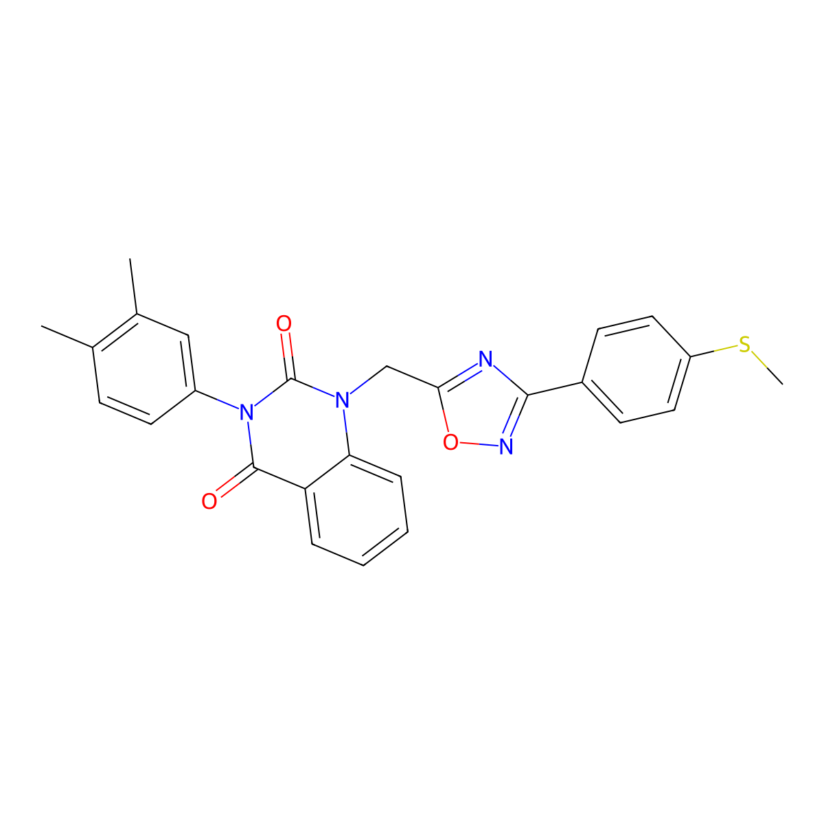 3-(3,4-dimethylphenyl)-1-((3-(4-(methylthio)phenyl)-1,2,4-oxadiazol-5-yl)methyl)quinazoline-2,4(1H,3H)-dione molecular structure, CAS 1207042-68-9