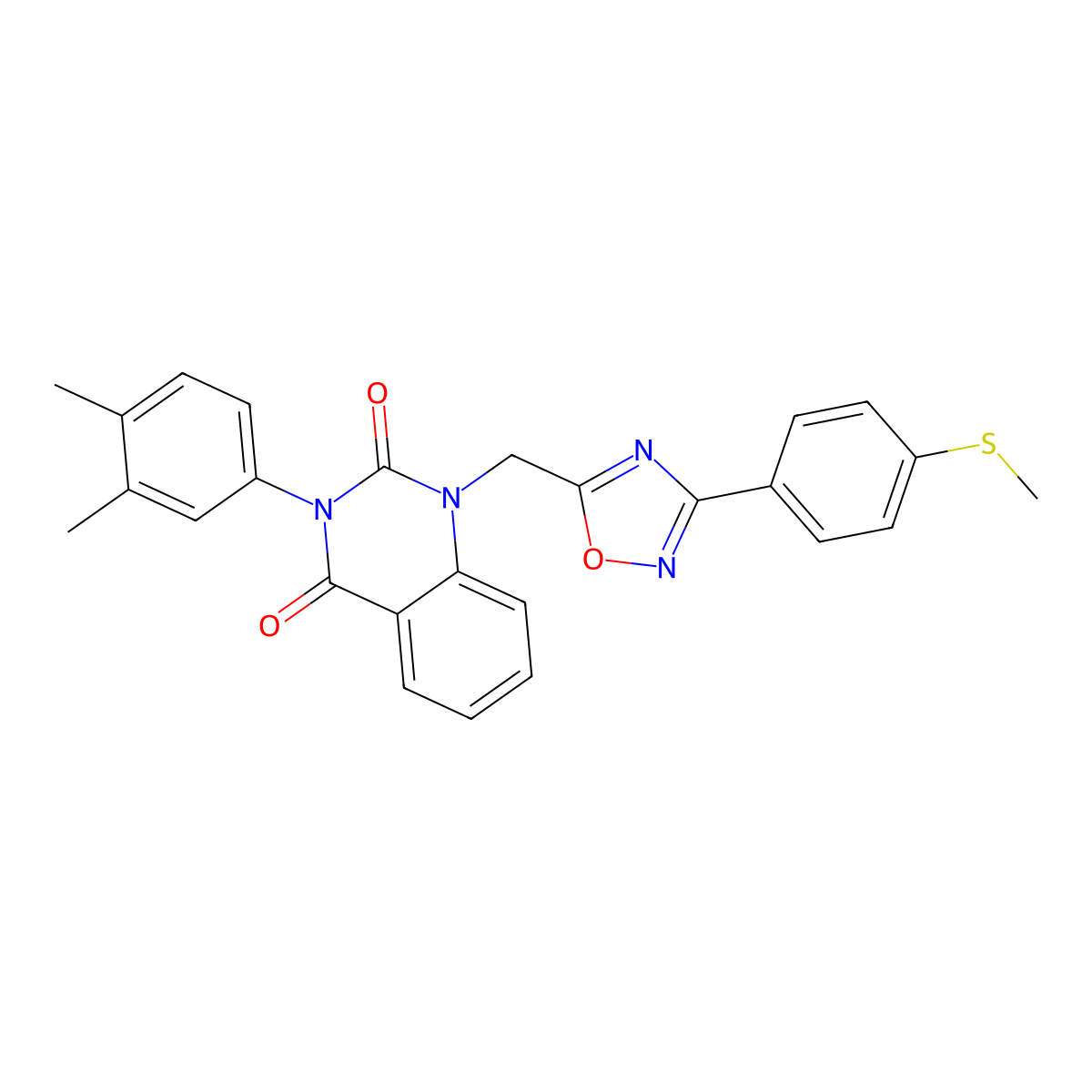 3-(3,4-dimethylphenyl)-1-((3-(4-(methylthio)phenyl)-1,2,4-oxadiazol-5-yl)methyl)quinazoline-2,4(1H,3H)-dione molecular structure, CAS 1207042-68-9