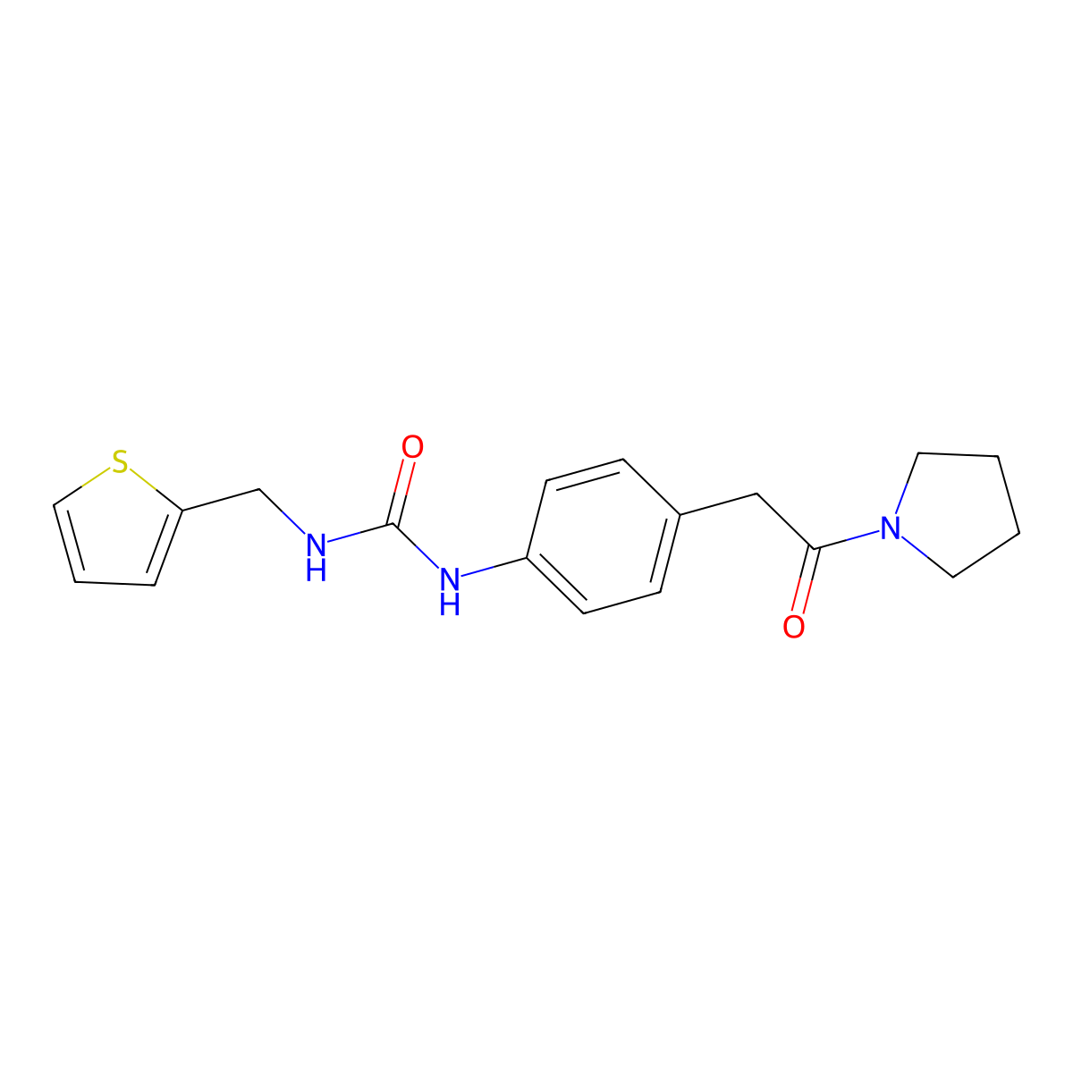 1-(4-(2-Oxo-2-(pyrrolidin-1-yl)ethyl)phenyl)-3-(thiophen-2-ylmethyl)urea molecular structure, CAS 1207042-70-3