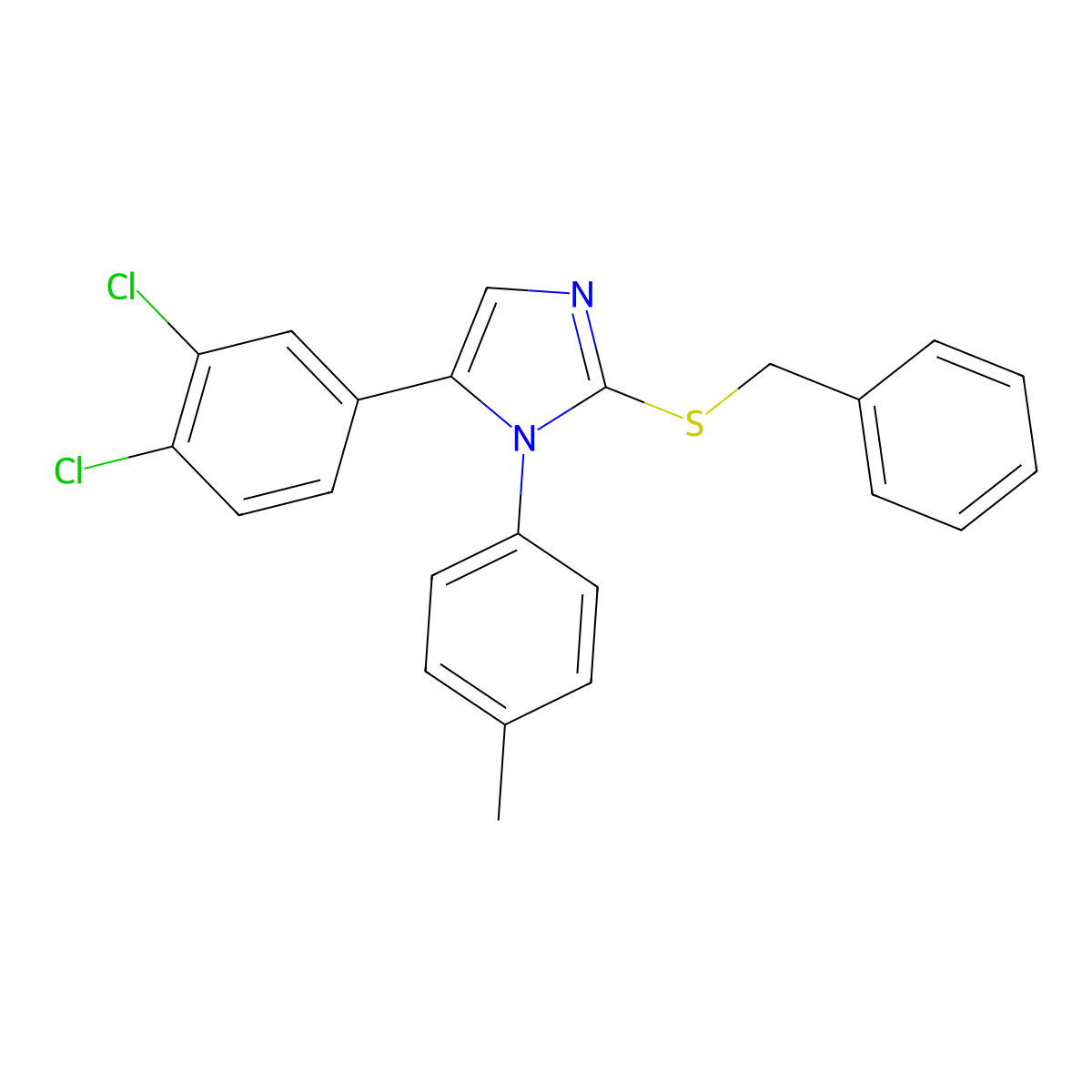 2-(benzylthio)-5-(3,4-dichlorophenyl)-1-(p-tolyl)-1H-imidazole molecular structure, CAS 1207042-77-0