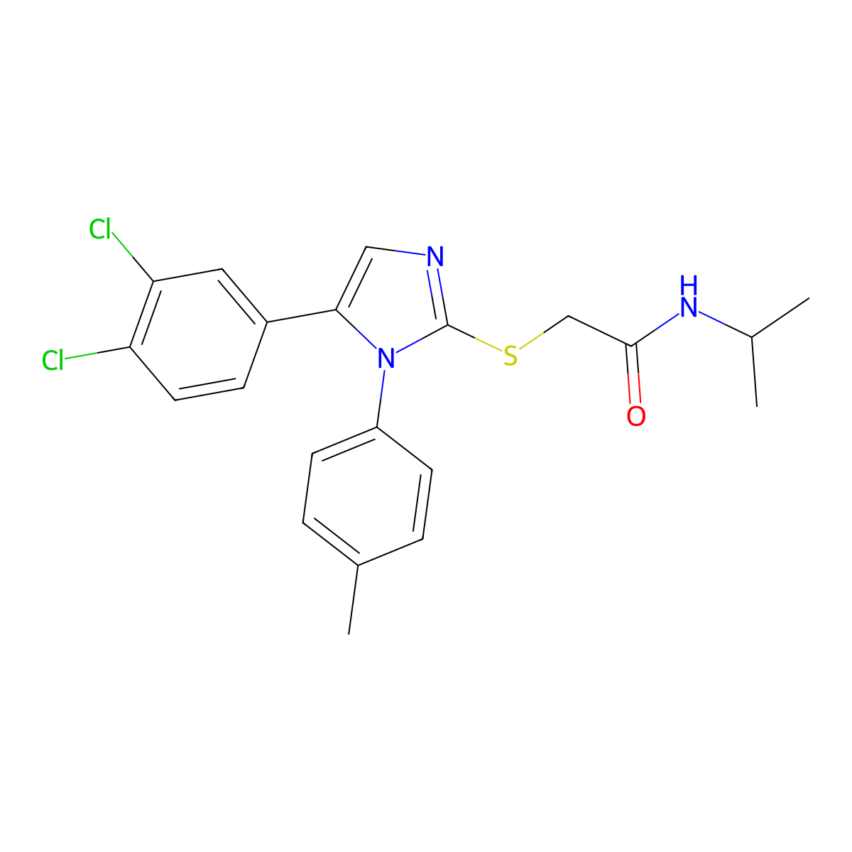 2-((5-(3,4-dichlorophenyl)-1-(p-tolyl)-1H-imidazol-2-yl)thio)-N-isopropylacetamide molecular structure, CAS 1207042-85-0
