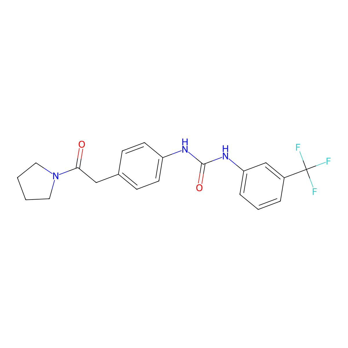 1-{4-[2-Oxo-2-(pyrrolidin-1-yl)ethyl]phenyl}-3-[3-(trifluoromethyl)phenyl]urea molecular structure, CAS 1207042-94-1
