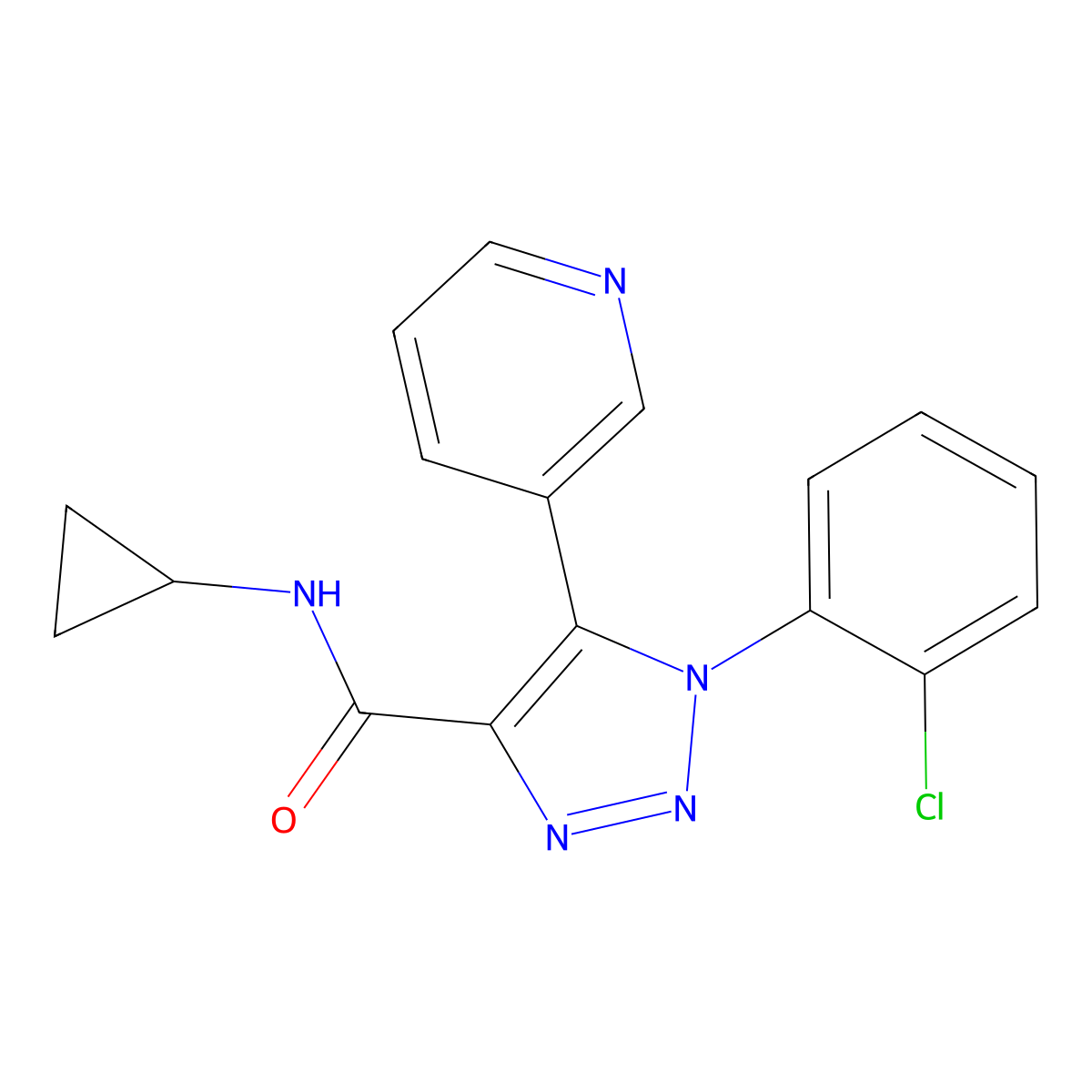1-(2-chlorophenyl)-N-cyclopropyl-5-(pyridin-3-yl)-1H-1,2,3-triazole-4-carboxamide molecular structure, CAS 1207042-99-6