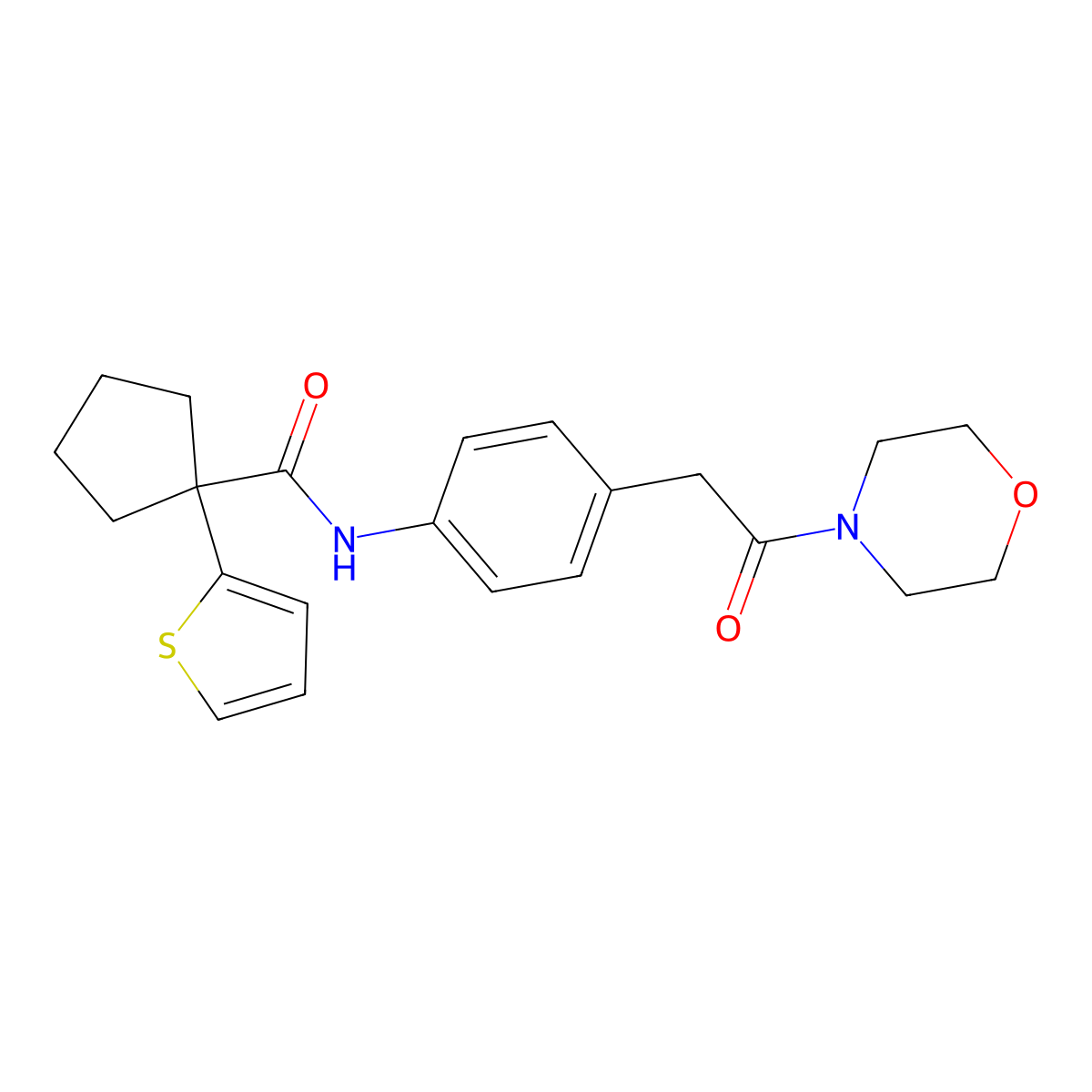 N-(4-(2-morpholino-2-oxoethyl)phenyl)-1-(thiophen-2-yl)cyclopentanecarboxamide molecular structure, CAS 1207043-03-5