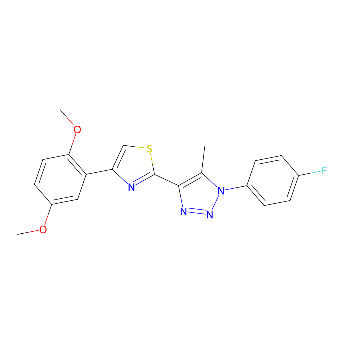 4-[4-(2,5-dimethoxyphenyl)-1,3-thiazol-2-yl]-1-(4-fluorophenyl)-5-methyl-1H-1,2,3-triazole molecular structure, CAS 1207043-04-6