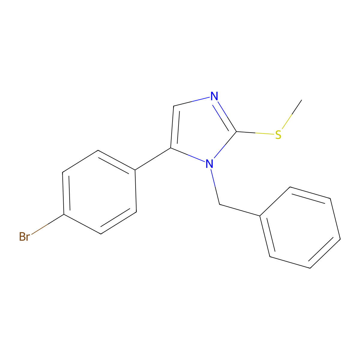 1-benzyl-5-(4-bromophenyl)-2-(methylthio)-1H-imidazole molecular structure, CAS 1207043-06-8