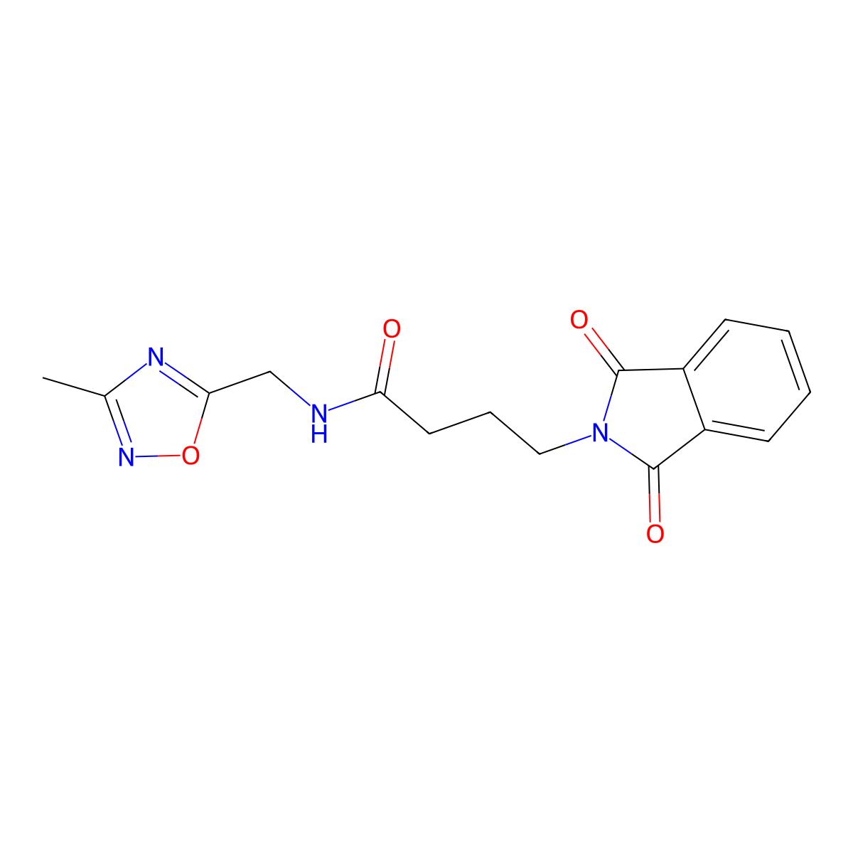 4-(1,3-dioxoisoindolin-2-yl)-N-((3-methyl-1,2,4-oxadiazol-5-yl)methyl)butanamide molecular structure, CAS 1207043-08-0