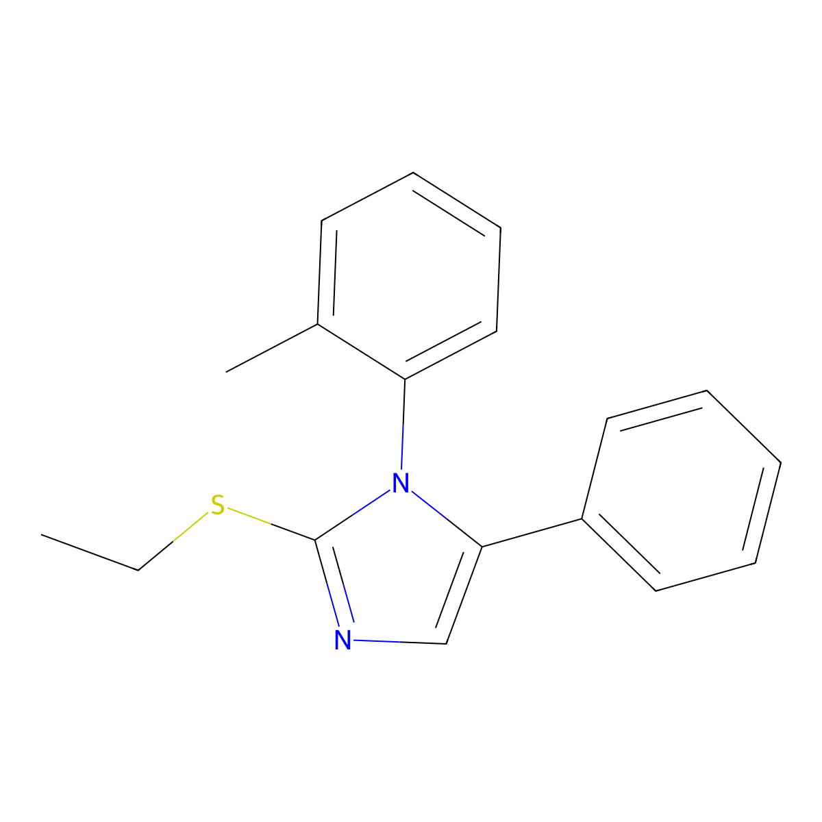 2-(ethylthio)-5-phenyl-1-(o-tolyl)-1H-imidazole molecular structure, CAS 1207043-09-1