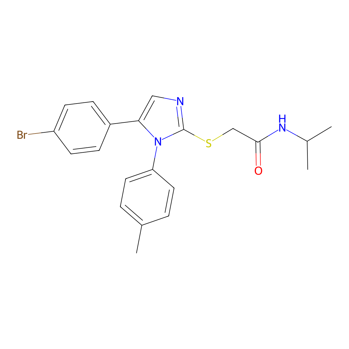 2-((5-(4-bromophenyl)-1-(p-tolyl)-1H-imidazol-2-yl)thio)-N-isopropylacetamide molecular structure, CAS 1207043-10-4