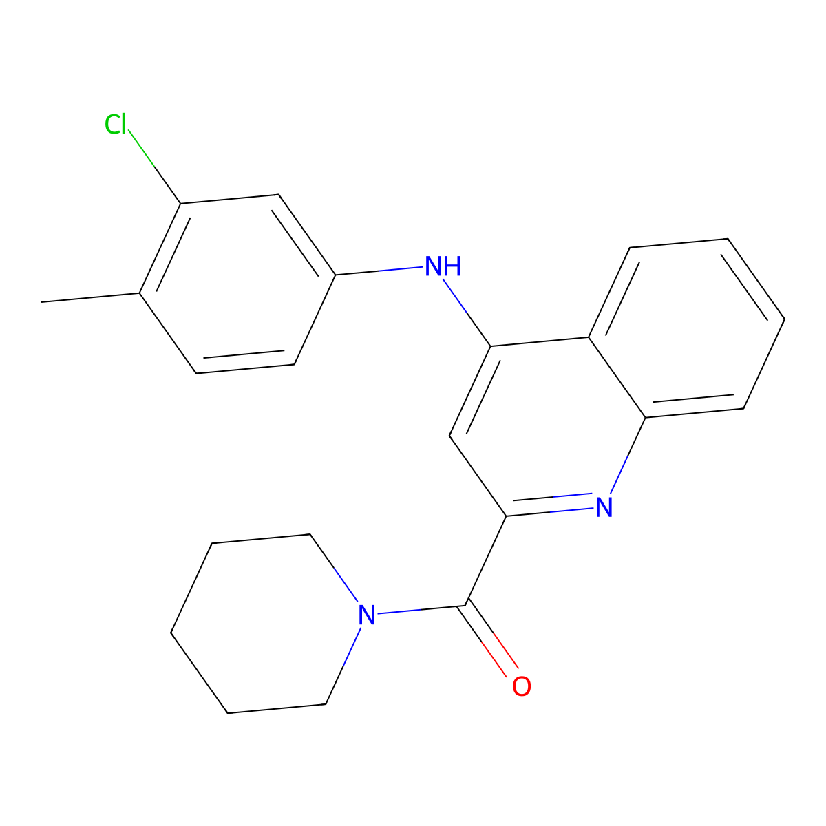(4-((3-Chloro-4-methylphenyl)amino)quinolin-2-yl)(piperidin-1-yl)methanone molecular structure, CAS 1207043-19-3