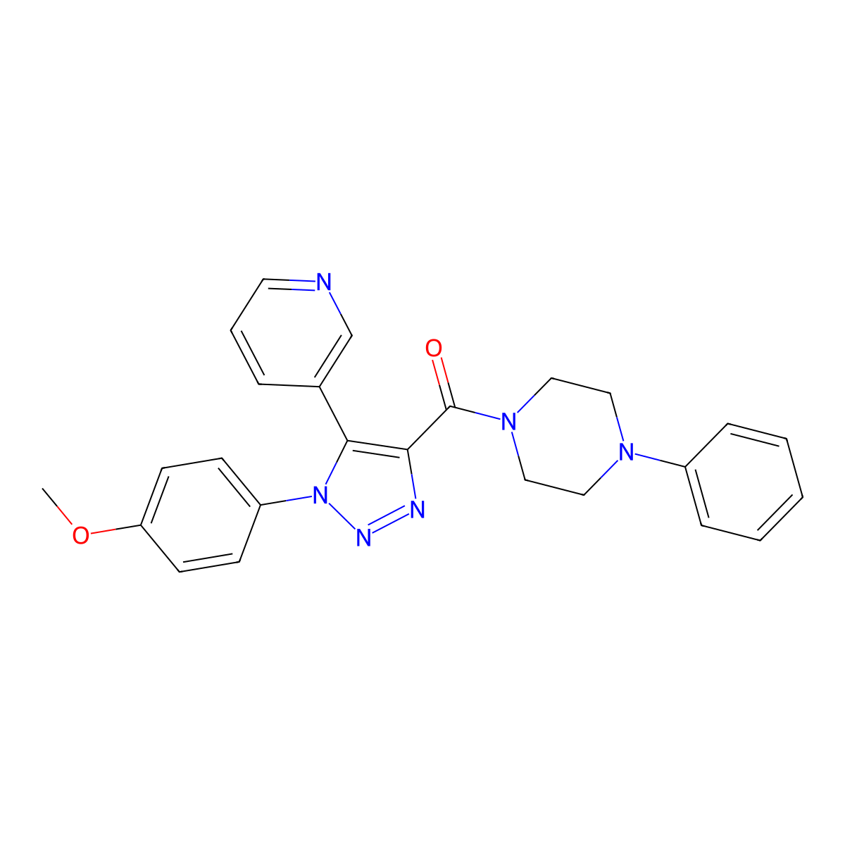 (1-(4-methoxyphenyl)-5-(pyridin-3-yl)-1H-1,2,3-triazol-4-yl)(4-phenylpiperazin-1-yl)methanone molecular structure, CAS 1207043-21-7