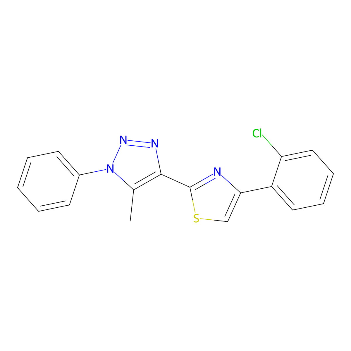 4-(2-chlorophenyl)-2-(5-methyl-1-phenyl-1H-1,2,3-triazol-4-yl)thiazole molecular structure, CAS 1207043-23-9