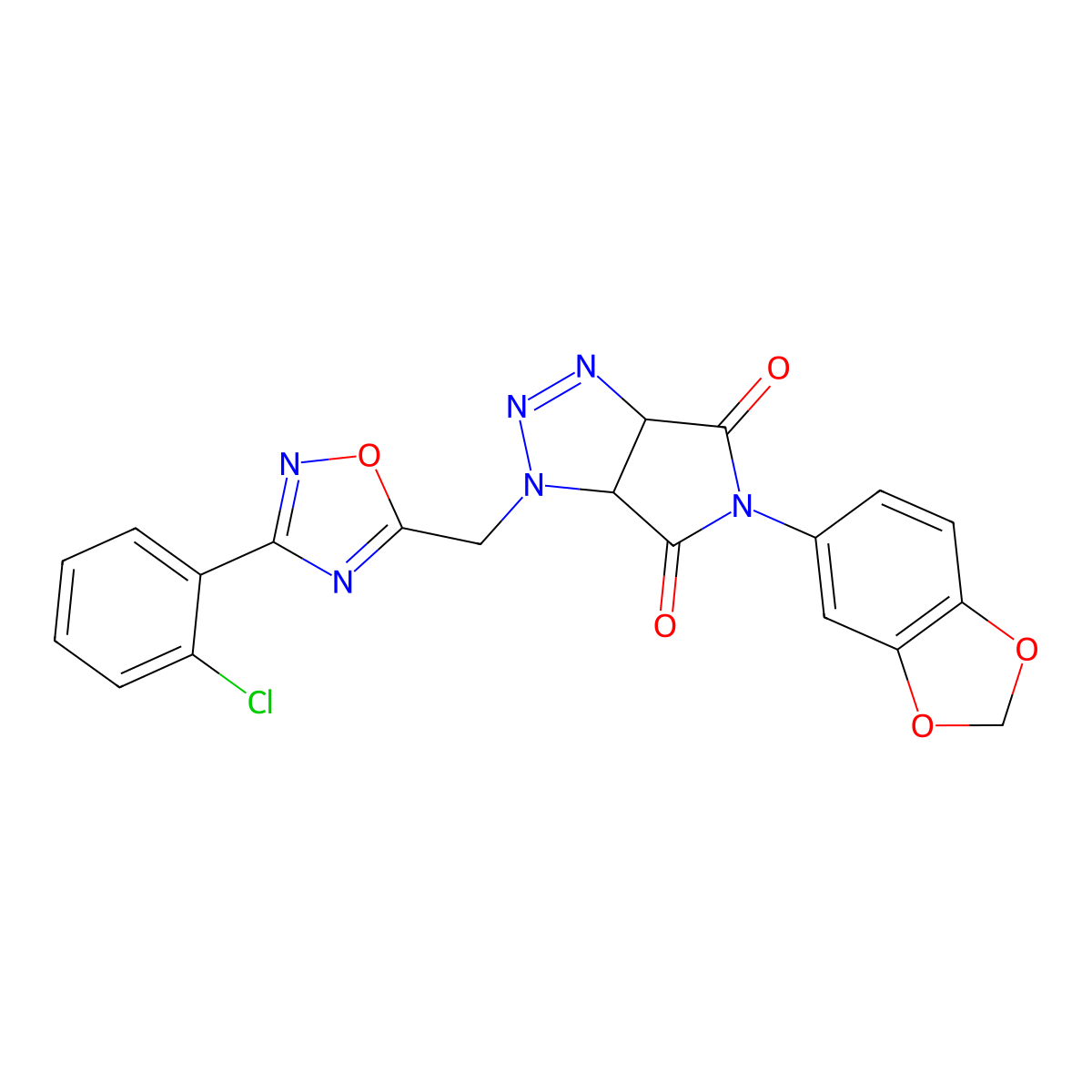 5-(benzo[d][1,3]dioxol-5-yl)-1-((3-(2-chlorophenyl)-1,2,4-oxadiazol-5-yl)methyl)-1,6a-dihydropyrrolo[3,4-d][1,2,3]triazole-4,6(3aH,5H)-dione molecular structure, CAS 1207043-24-0