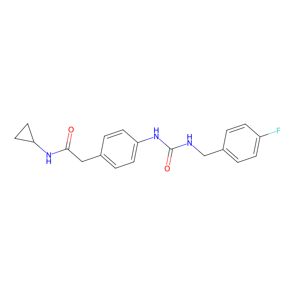 N-cyclopropyl-2-(4-(3-(4-fluorobenzyl)ureido)phenyl)acetamide molecular structure, CAS 1207043-26-2