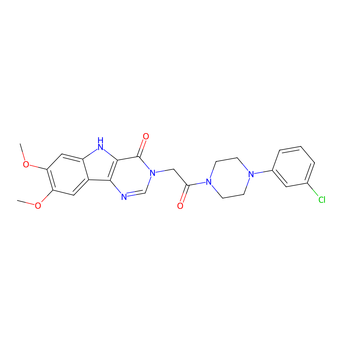 3-(2-(4-(3-chlorophenyl)piperazin-1-yl)-2-oxoethyl)-7,8-dimethoxy-3H-pyrimido[5,4-b]indol-4(5H)-one molecular structure, CAS 1207043-27-3