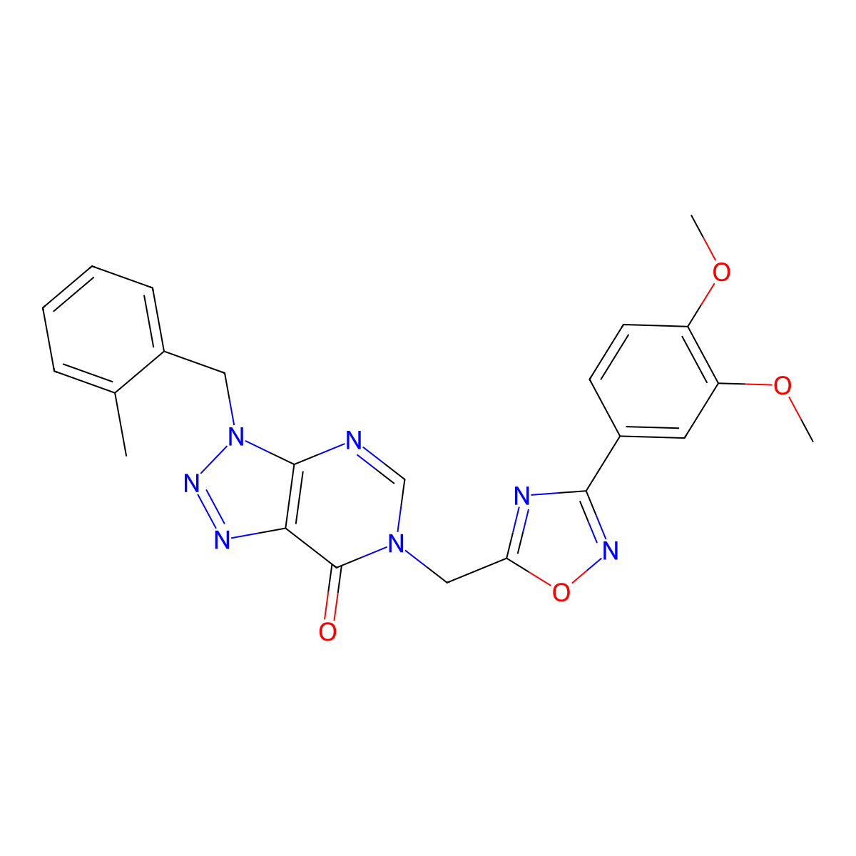 6-((3-(3,4-dimethoxyphenyl)-1,2,4-oxadiazol-5-yl)methyl)-3-(2-methylbenzyl)-3H-[1,2,3]triazolo[4,5-d]pyrimidin-7(6H)-one molecular structure, CAS 1207043-34-2