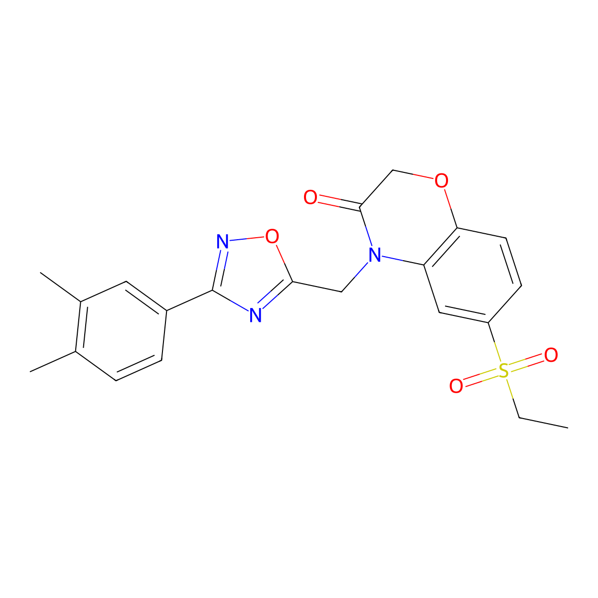 4-((3-(3,4-dimethylphenyl)-1,2,4-oxadiazol-5-yl)methyl)-6-(ethylsulfonyl)-2H-benzo[b][1,4]oxazin-3(4H)-one molecular structure, CAS 1207043-38-6