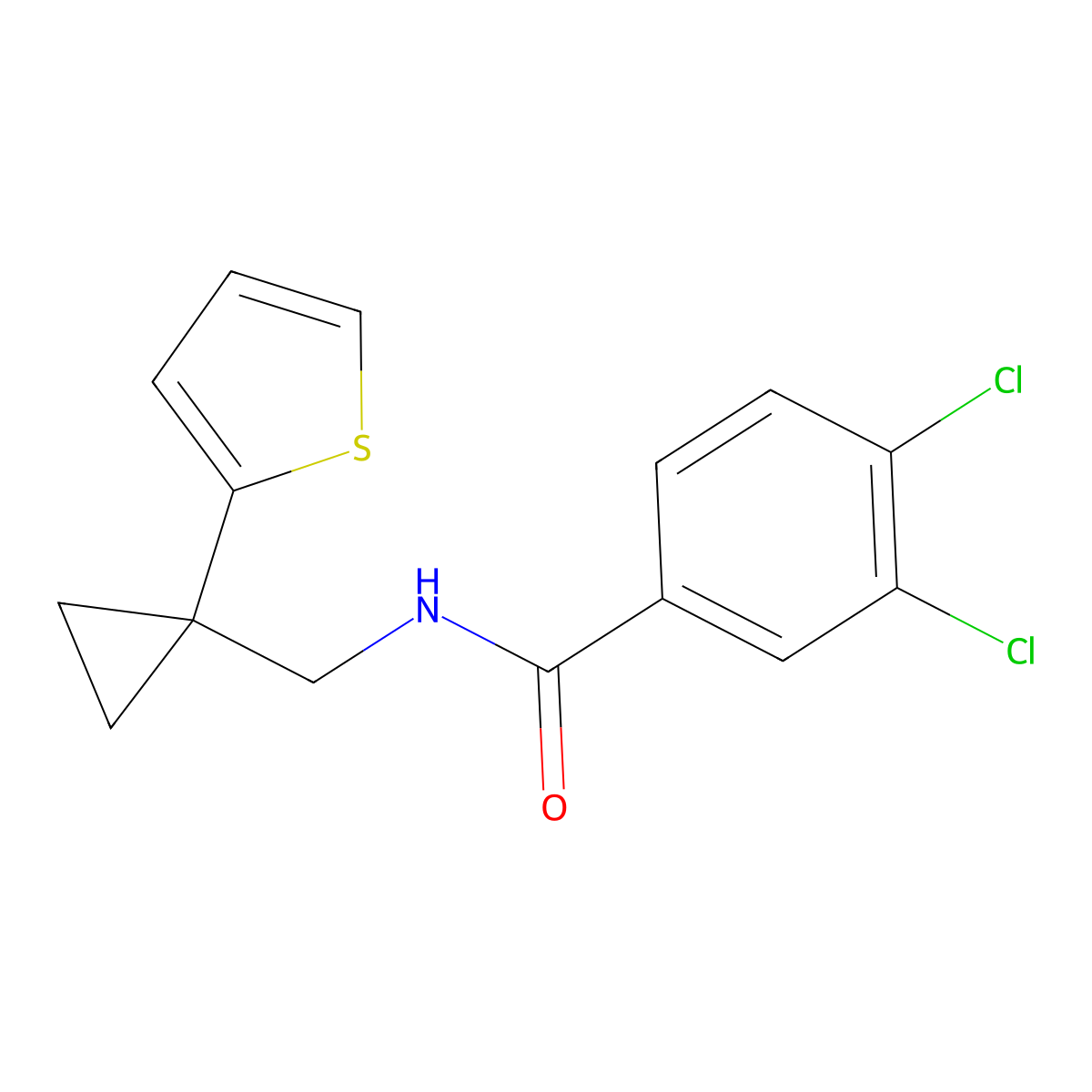 3,4-dichloro-N-{[1-(thiophen-2-yl)cyclopropyl]methyl}benzamide molecular structure, CAS 1207043-52-4