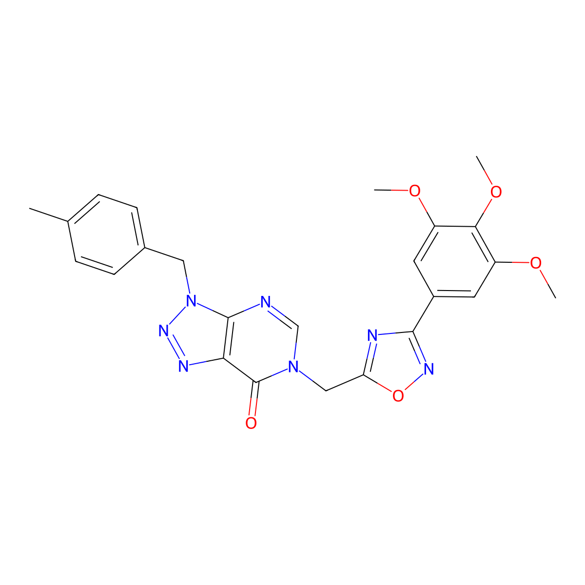 3-(4-methylbenzyl)-6-((3-(3,4,5-trimethoxyphenyl)-1,2,4-oxadiazol-5-yl)methyl)-3H-[1,2,3]triazolo[4,5-d]pyrimidin-7(6H)-one molecular structure, CAS 1207043-56-8