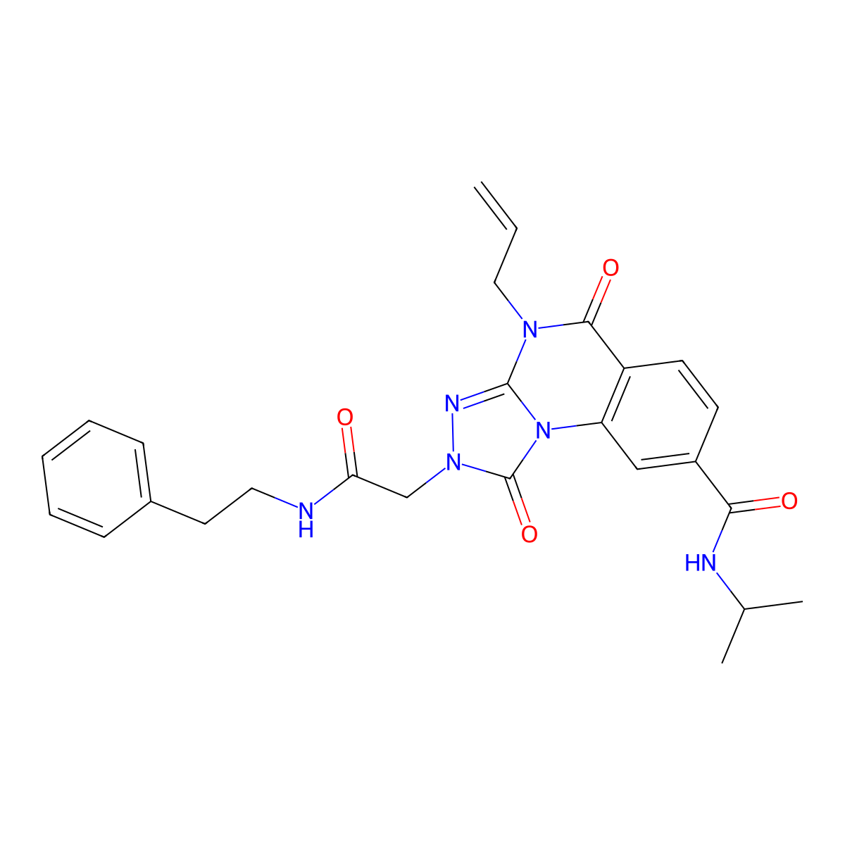 4-allyl-N-isopropyl-1,5-dioxo-2-(2-oxo-2-(phenethylamino)ethyl)-1,2,4,5-tetrahydro-[1,2,4]triazolo[4,3-a]quinazoline-8-carboxamide molecular structure, CAS 1207043-57-9