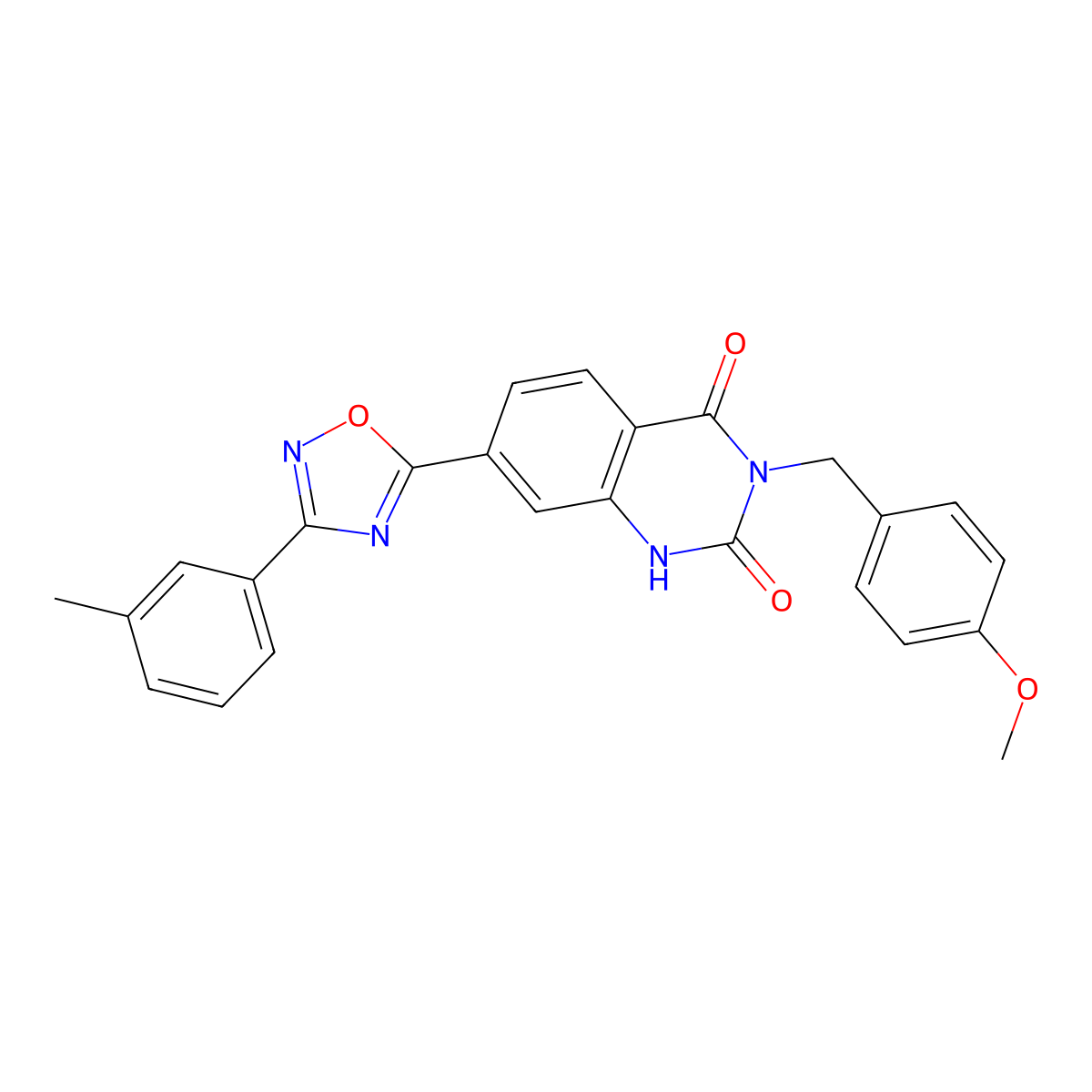 3-(4-methoxybenzyl)-7-(3-(m-tolyl)-1,2,4-oxadiazol-5-yl)quinazoline-2,4(1H,3H)-dione molecular structure, CAS 1207043-62-6