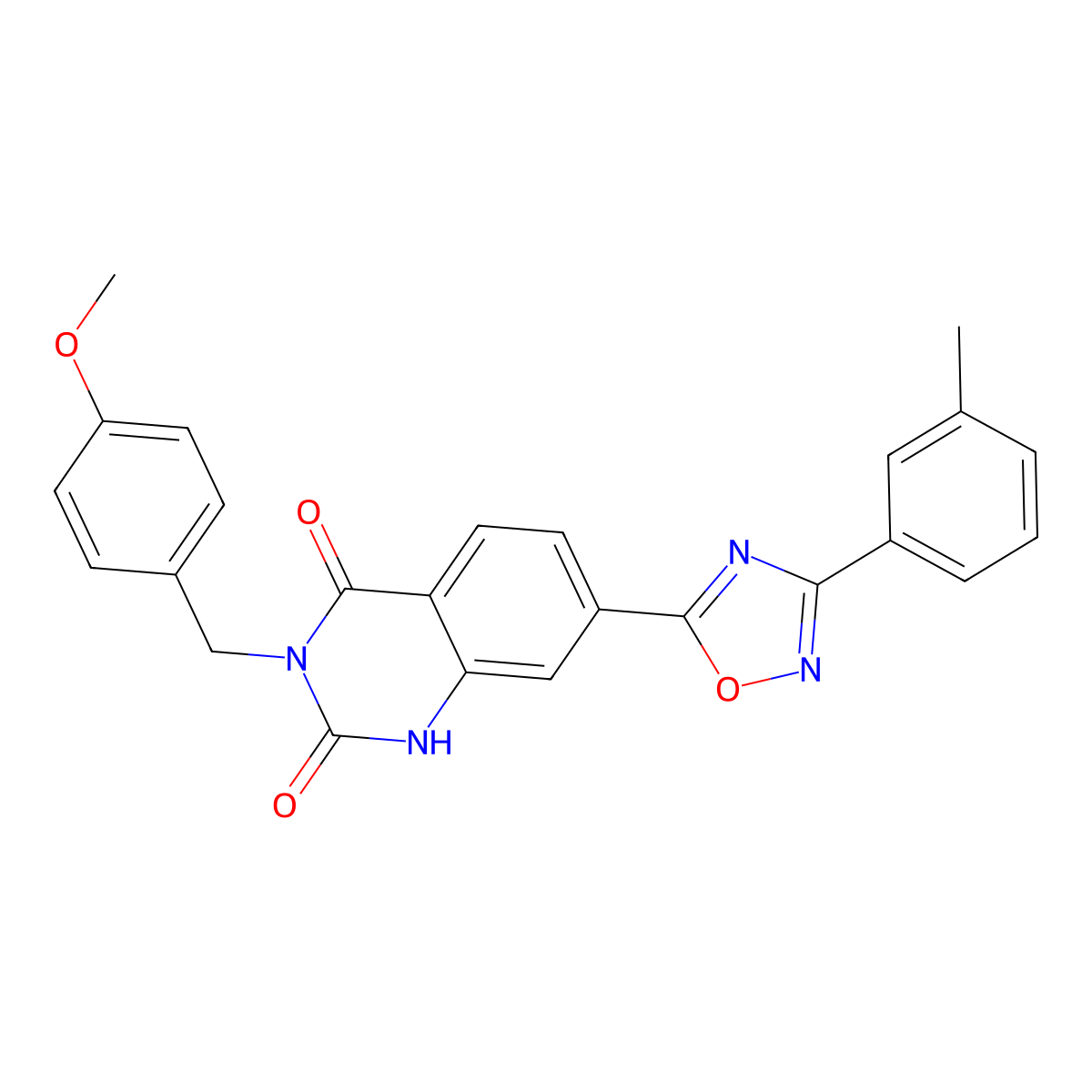 3-(4-methoxybenzyl)-7-(3-(m-tolyl)-1,2,4-oxadiazol-5-yl)quinazoline-2,4(1H,3H)-dione molecular structure, CAS 1207043-62-6