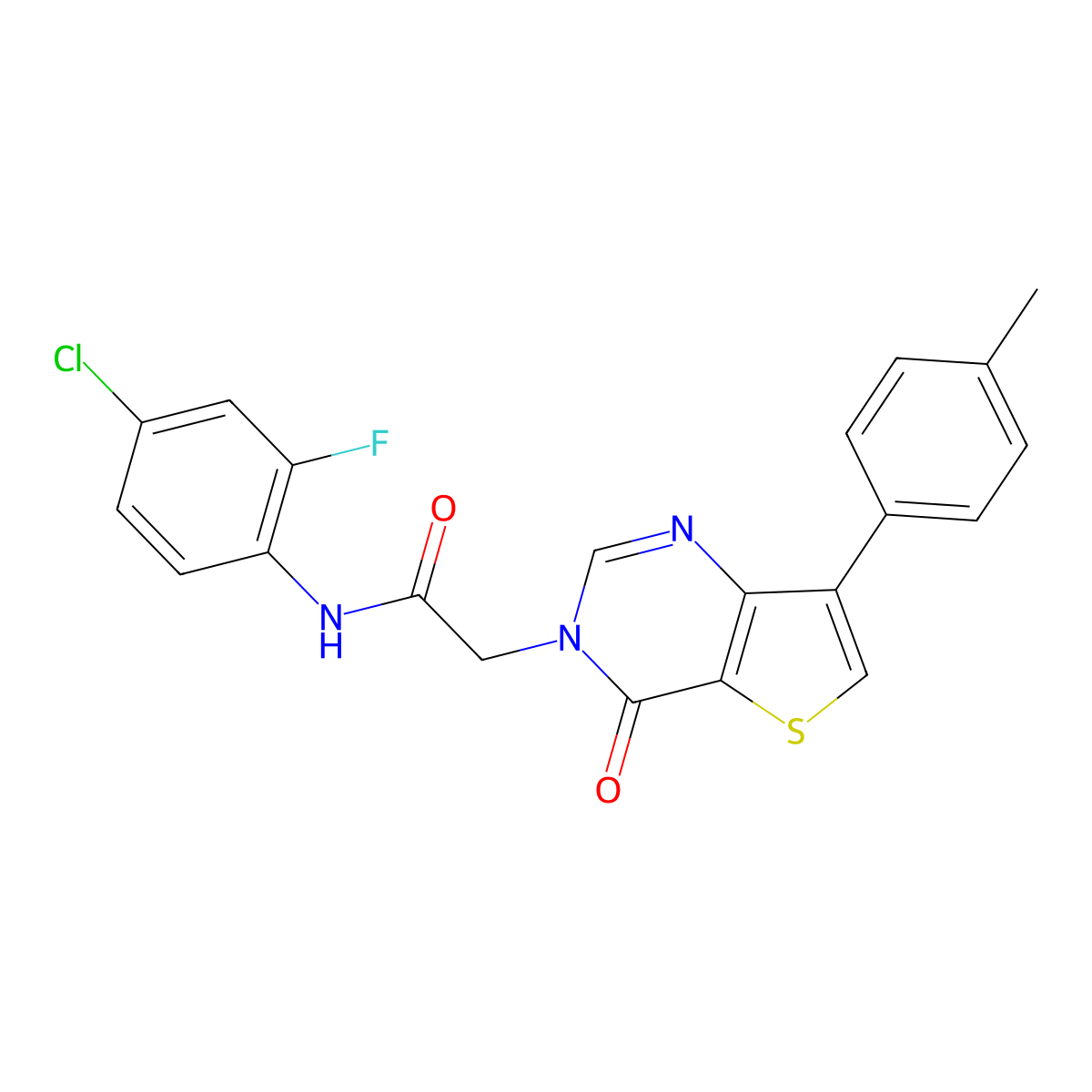 N-(4-chloro-2-fluorophenyl)-2-[7-(4-methylphenyl)-4-oxothieno[3,2-d]pyrimidin-3(4H)-yl]acetamide molecular structure, CAS 1207043-72-8
