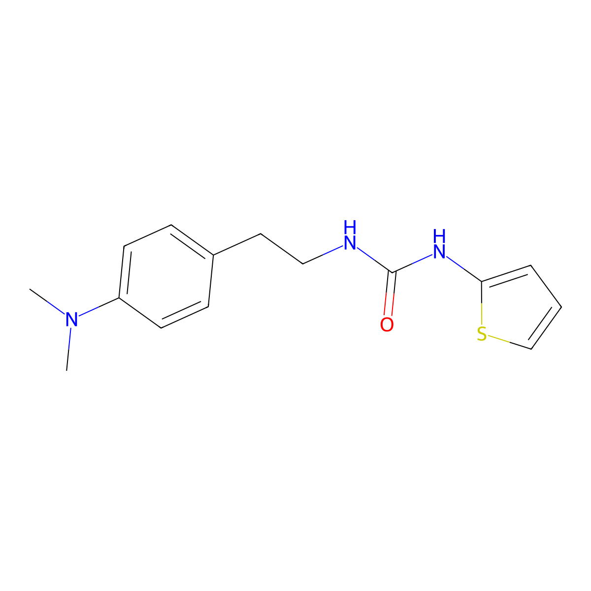 1-(4-(Dimethylamino)phenethyl)-3-(thiophen-2-yl)urea molecular structure, CAS 1207043-77-3