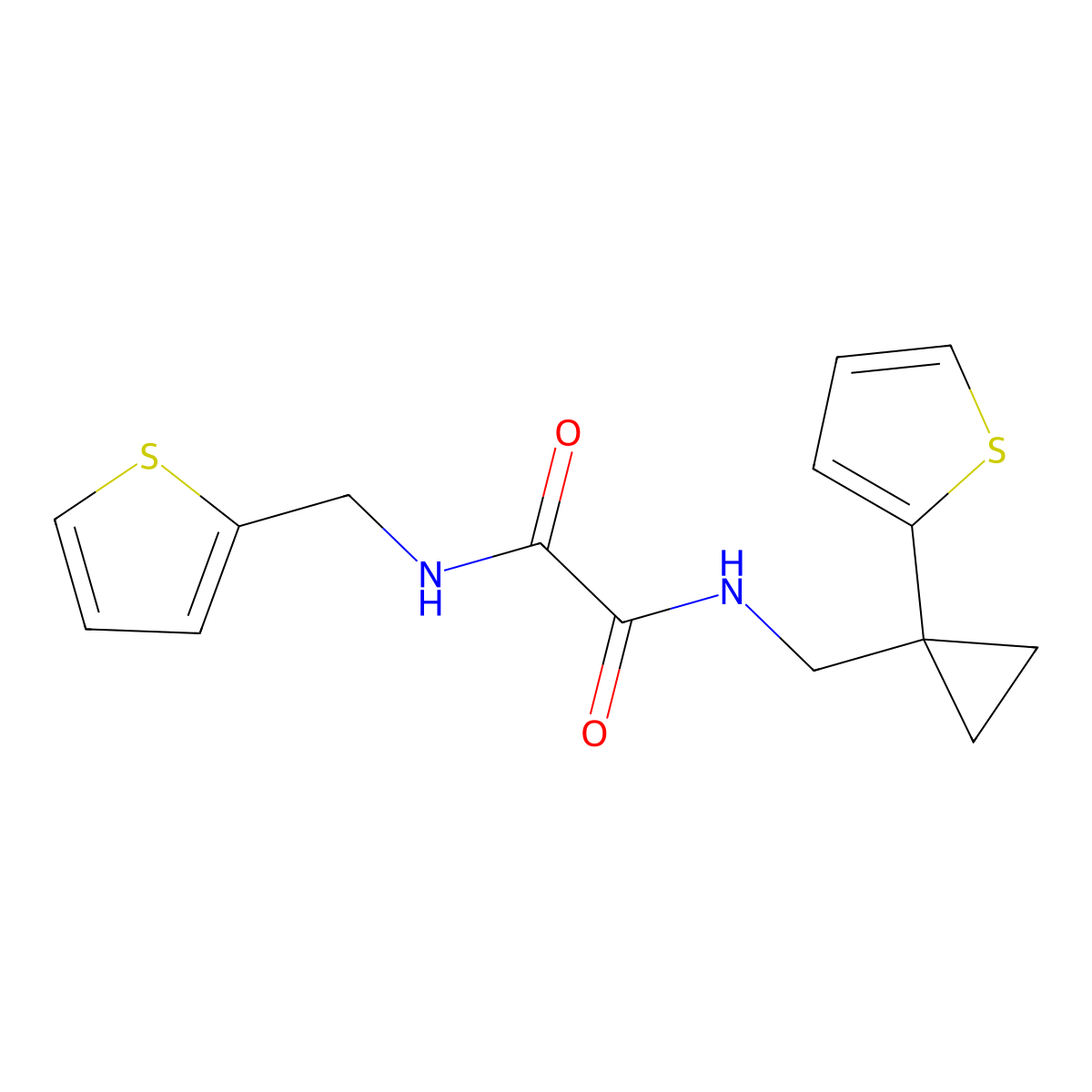N1-((1-(thiophen-2-yl)cyclopropyl)methyl)-N2-(thiophen-2-ylmethyl)oxalamide molecular structure, CAS 1207043-80-8