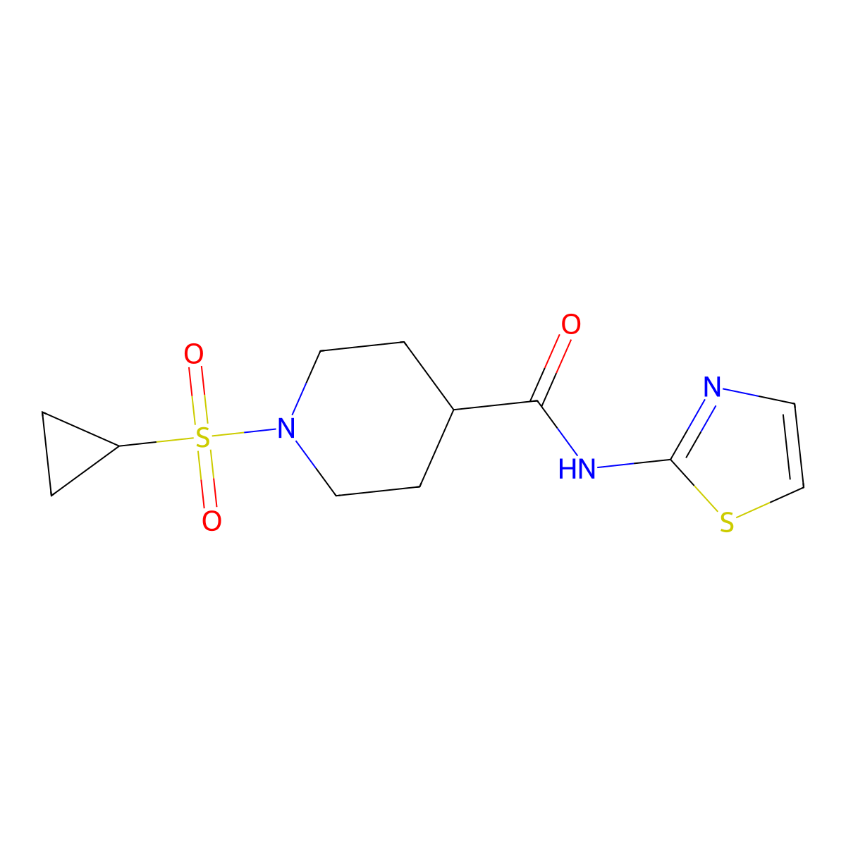 1-(cyclopropylsulfonyl)-N-(thiazol-2-yl)piperidine-4-carboxamide molecular structure, CAS 1207043-81-9