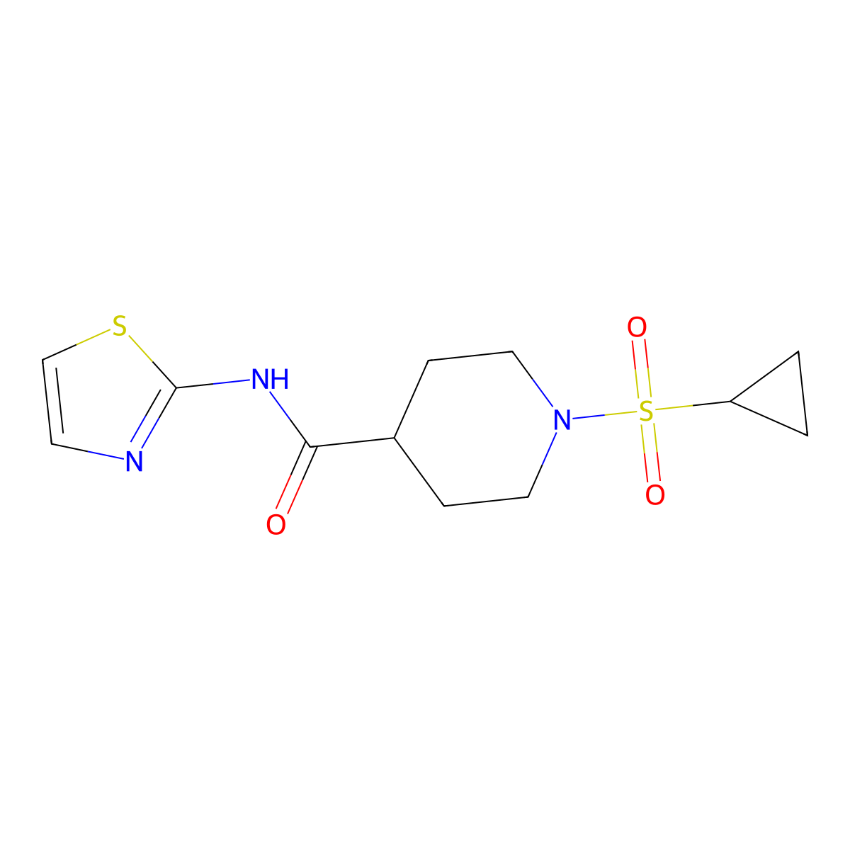 1-(cyclopropylsulfonyl)-N-(thiazol-2-yl)piperidine-4-carboxamide molecular structure, CAS 1207043-81-9