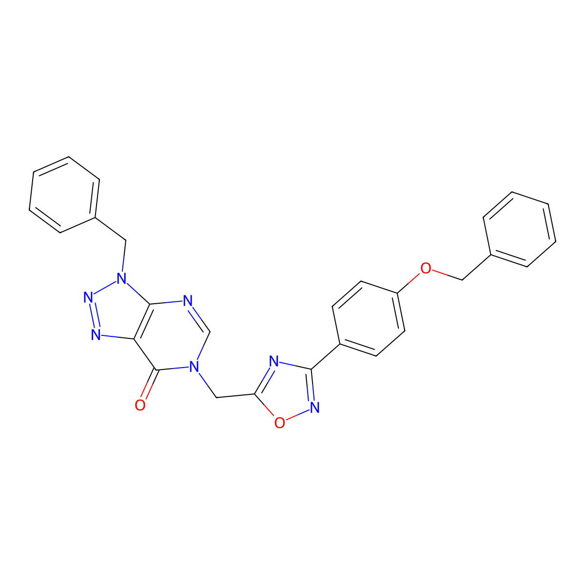 3-benzyl-6-((3-(4-(benzyloxy)phenyl)-1,2,4-oxadiazol-5-yl)methyl)-3H-[1,2,3]triazolo[4,5-d]pyrimidin-7(6H)-one molecular structure, CAS 1207043-83-1