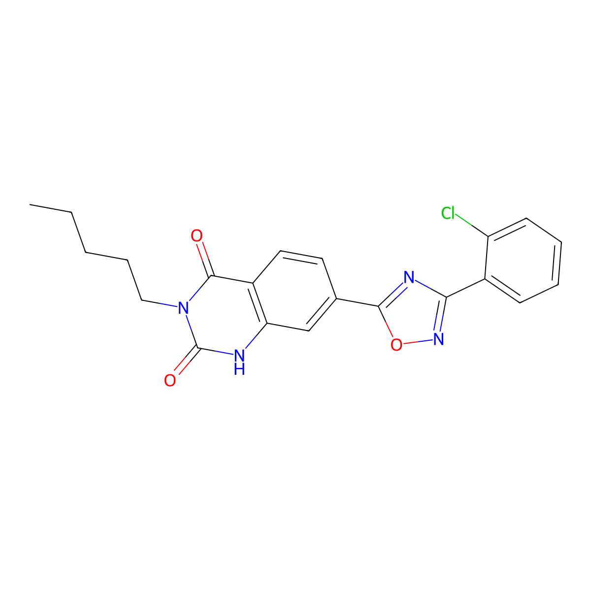 7-(3-(2-chlorophenyl)-1,2,4-oxadiazol-5-yl)-3-pentylquinazoline-2,4(1H,3H)-dione molecular structure, CAS 1207043-89-7